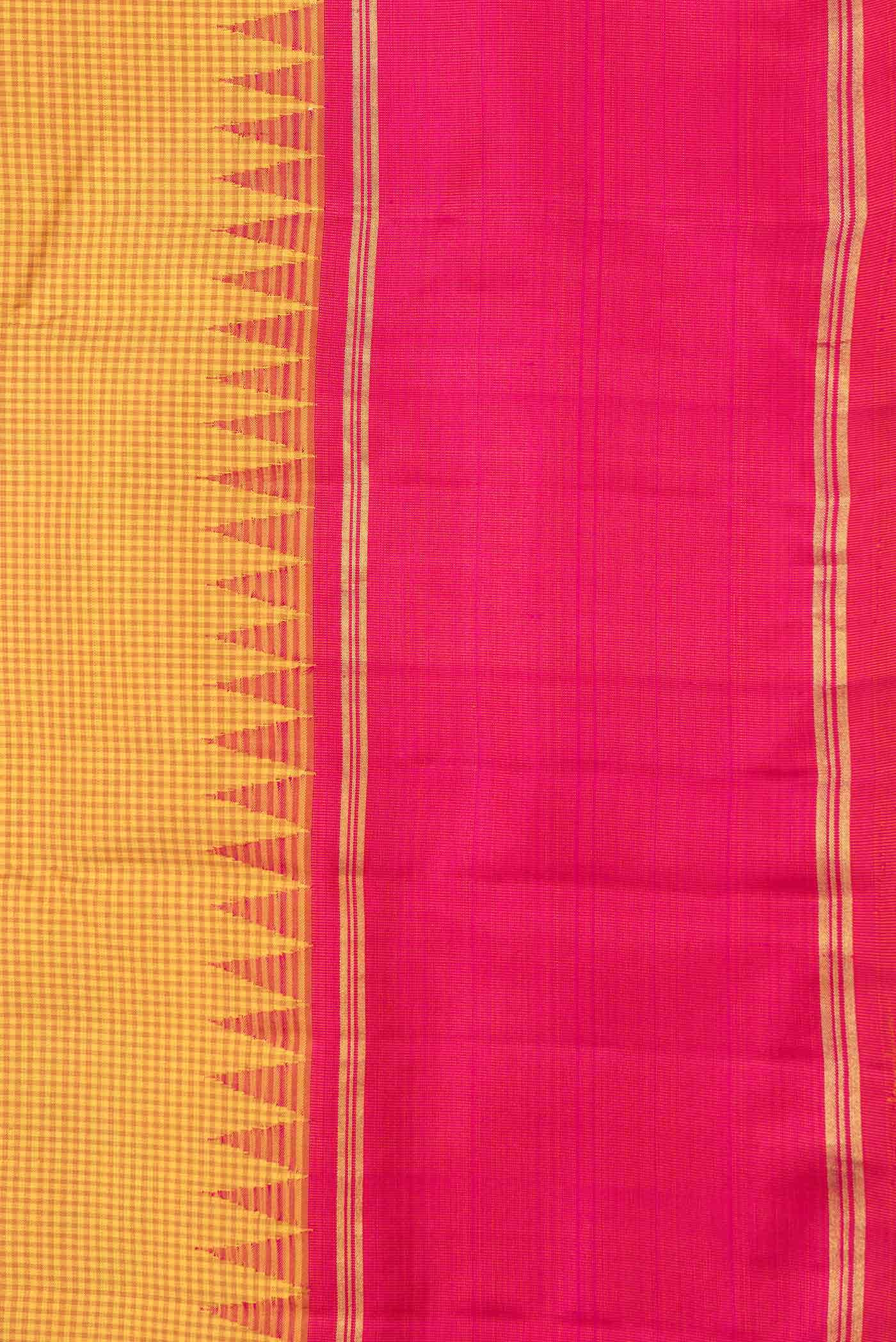 Pure Silk Pure Zari Mustard Dual Tone Kanchipuram Saree