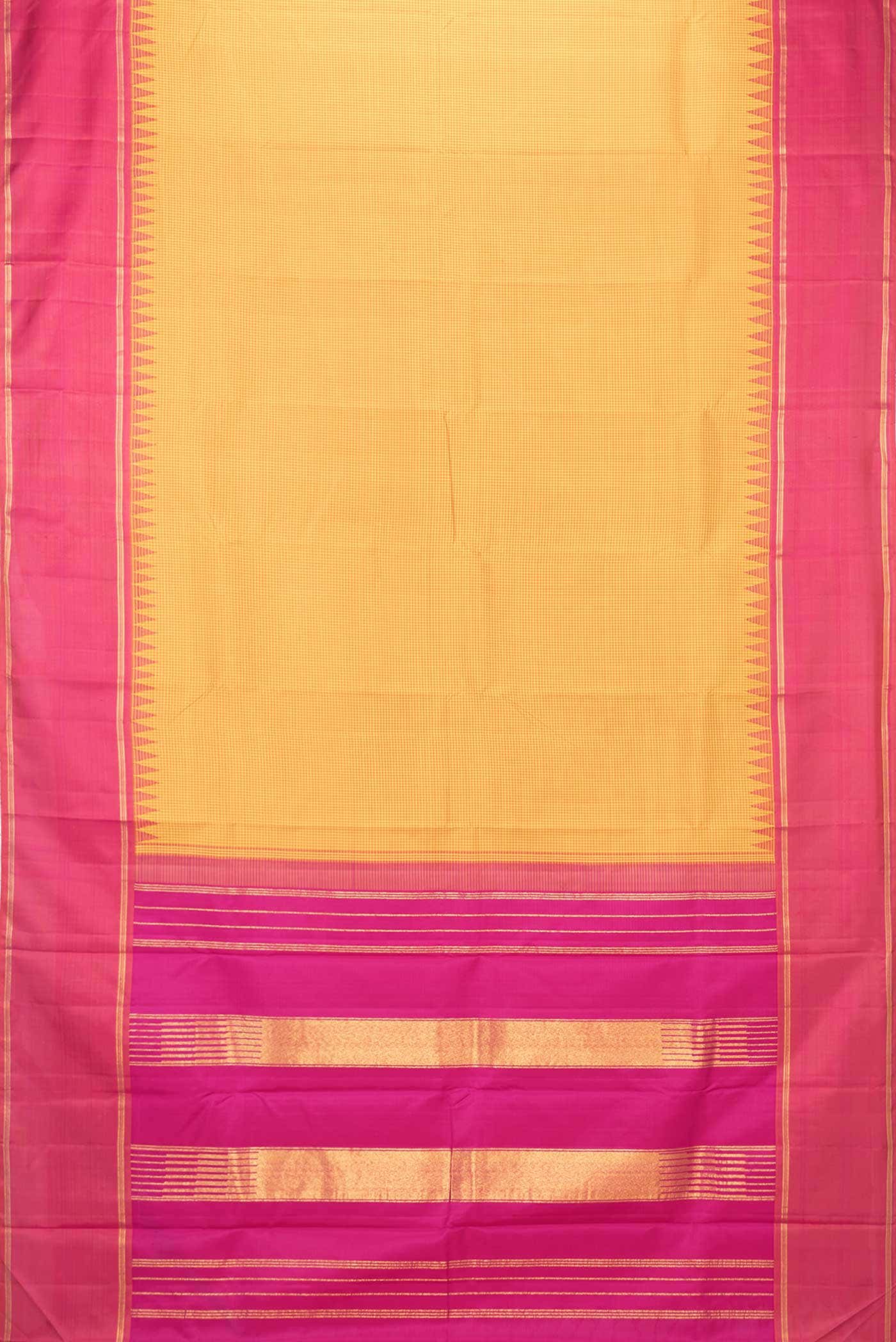 Pure Silk Pure Zari Mustard Dual Tone Kanchipuram Saree