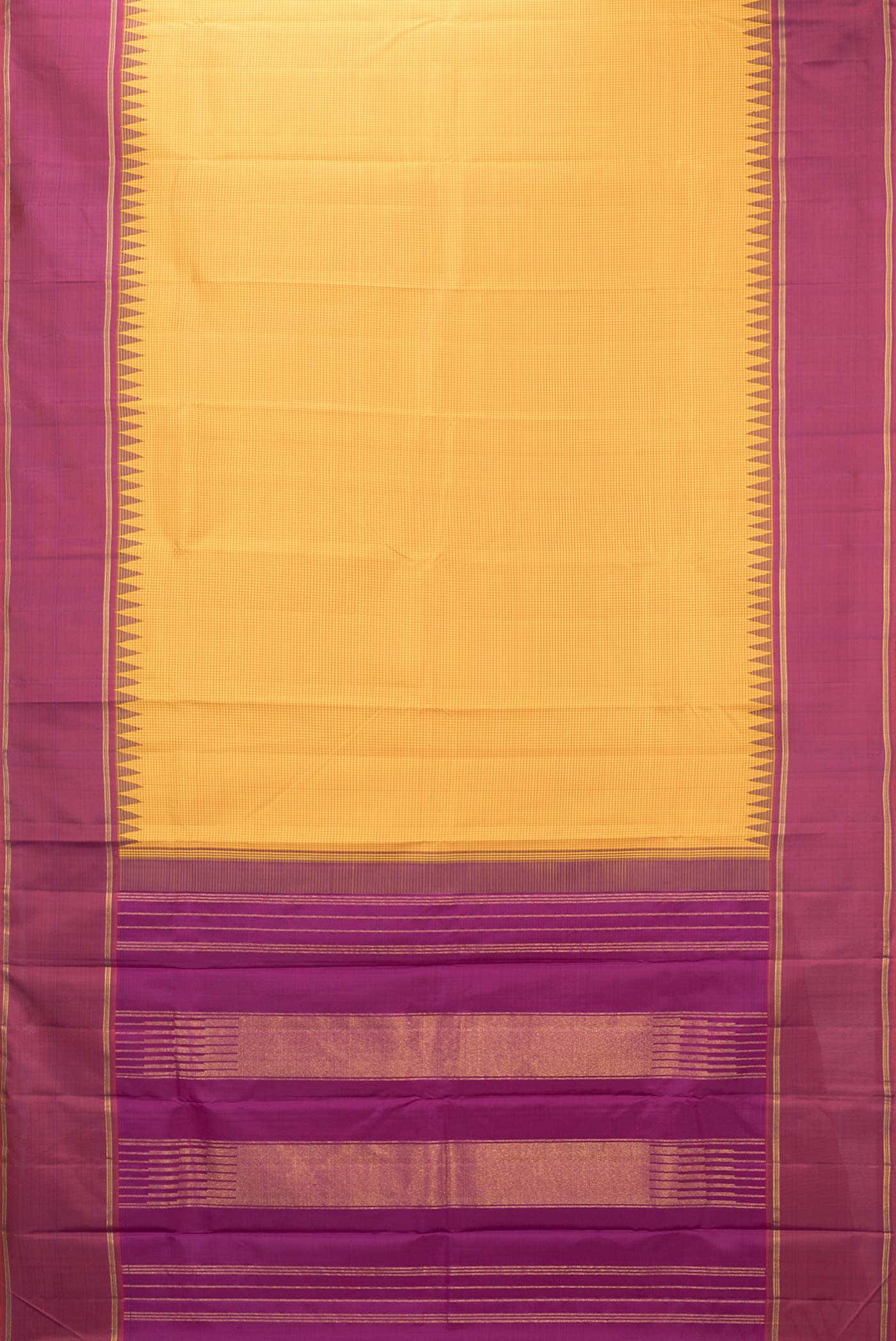 Pure Silk Pure Zari Mustard Dual Tone Kanchipuram Saree