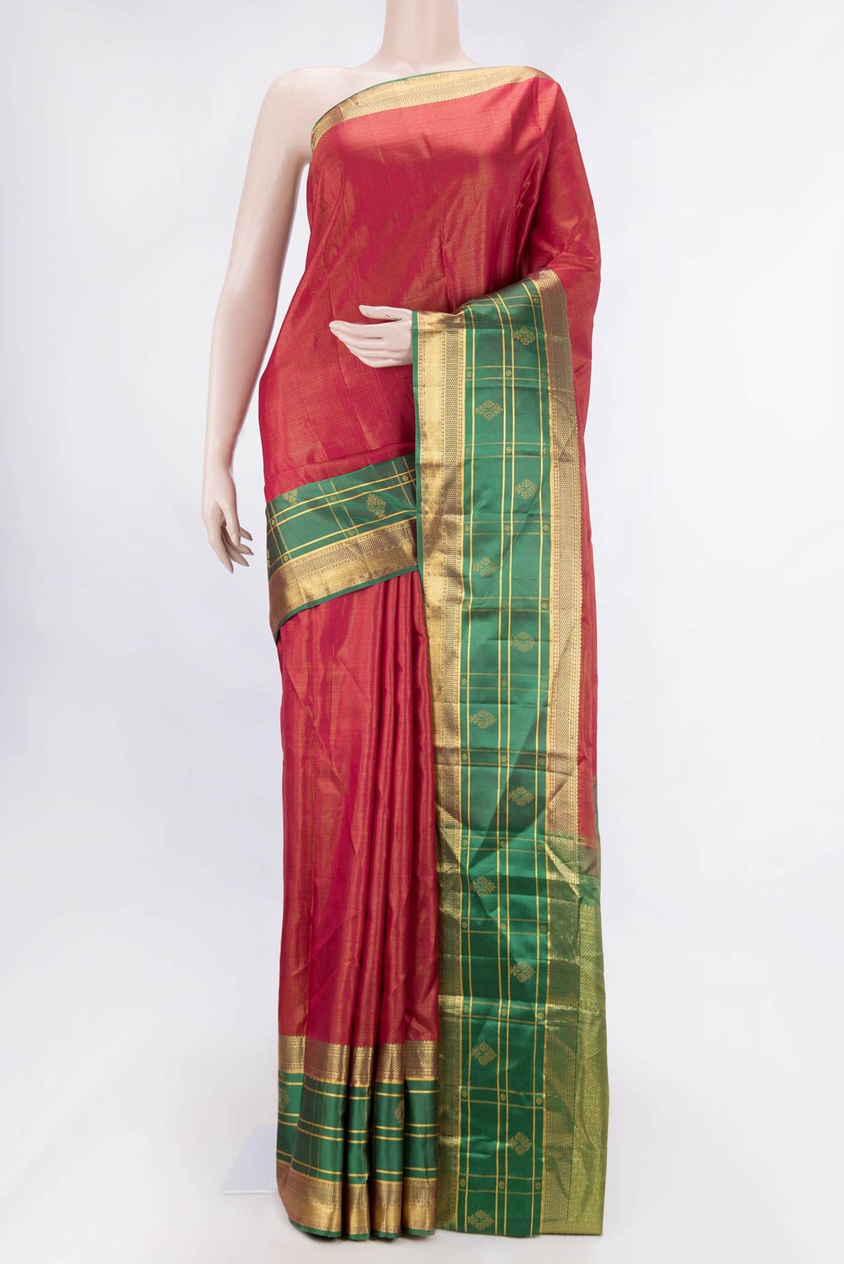 Dark Pink Dual Tone Kanjivaram Silk Saree