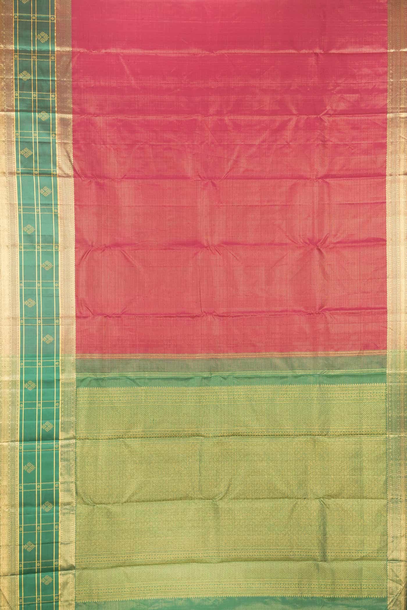 Dark Pink Dual Tone Kanchipuram Silk Saree