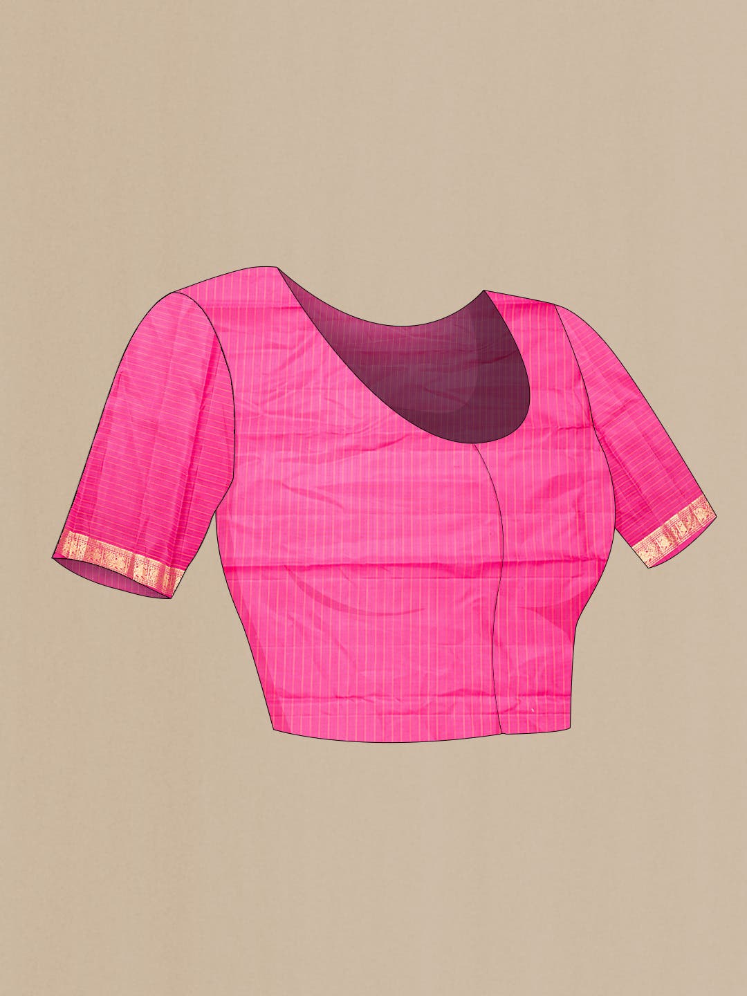 Pure Silk Pure Zari Pink Dual Tone Kanchipuram Saree