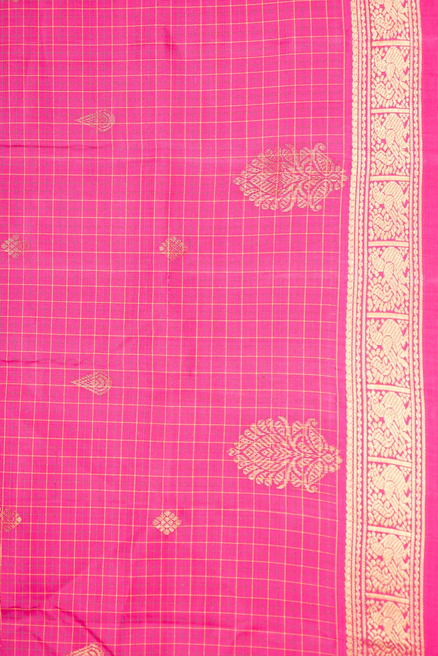 Pure Silk Pure Zari Pink Dual Tone Kanchipuram Saree