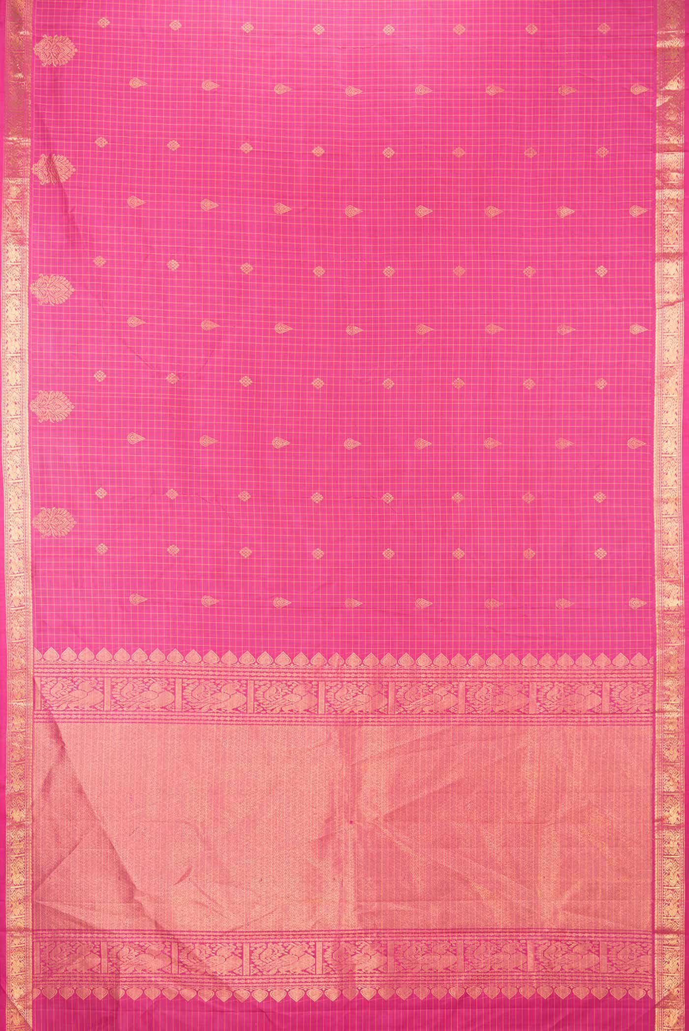 Pure Silk Pure Zari Pink Dual Tone Kanchipuram Saree