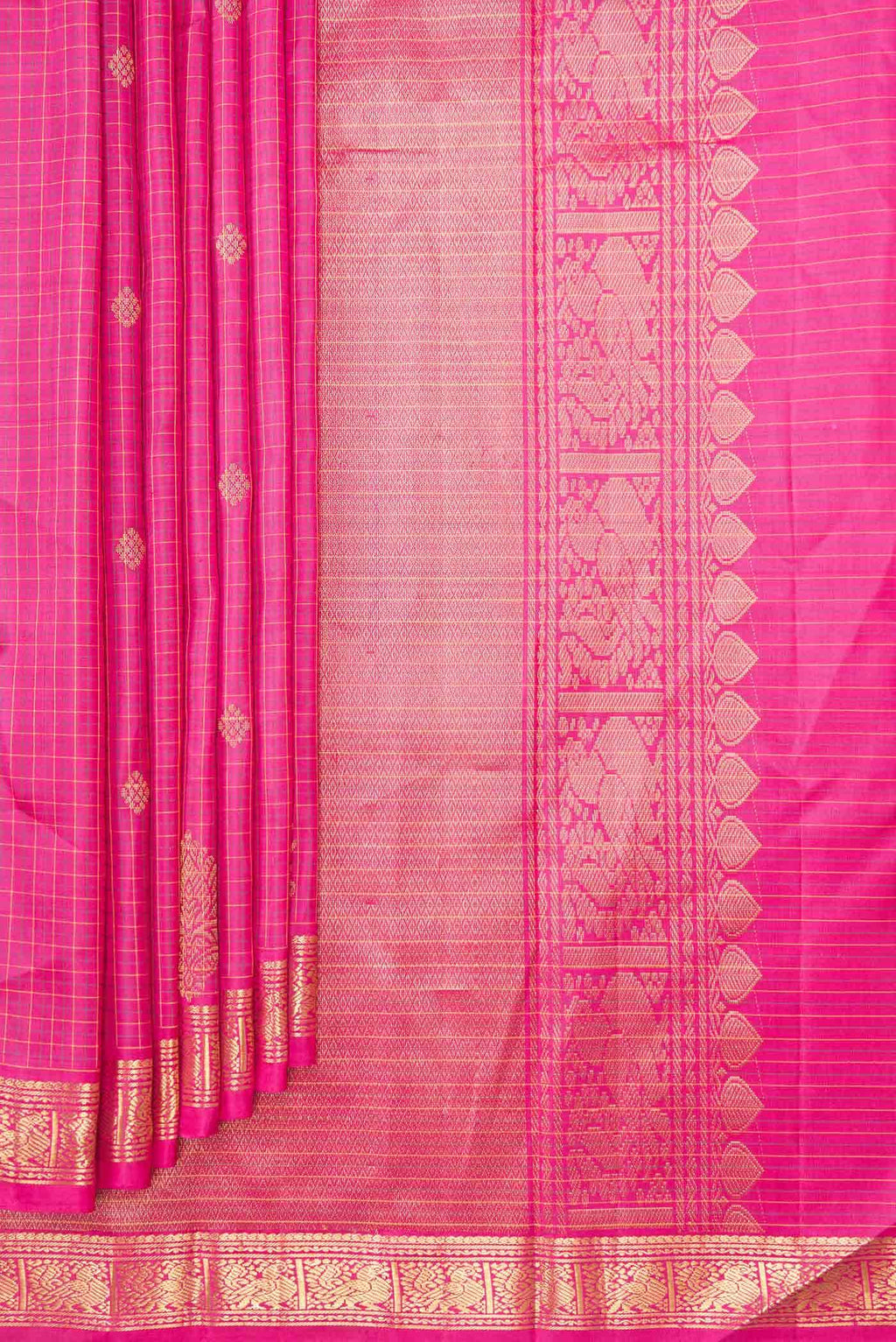 Pure Silk Pure Zari Pink Dual Tone Kanchipuram Saree