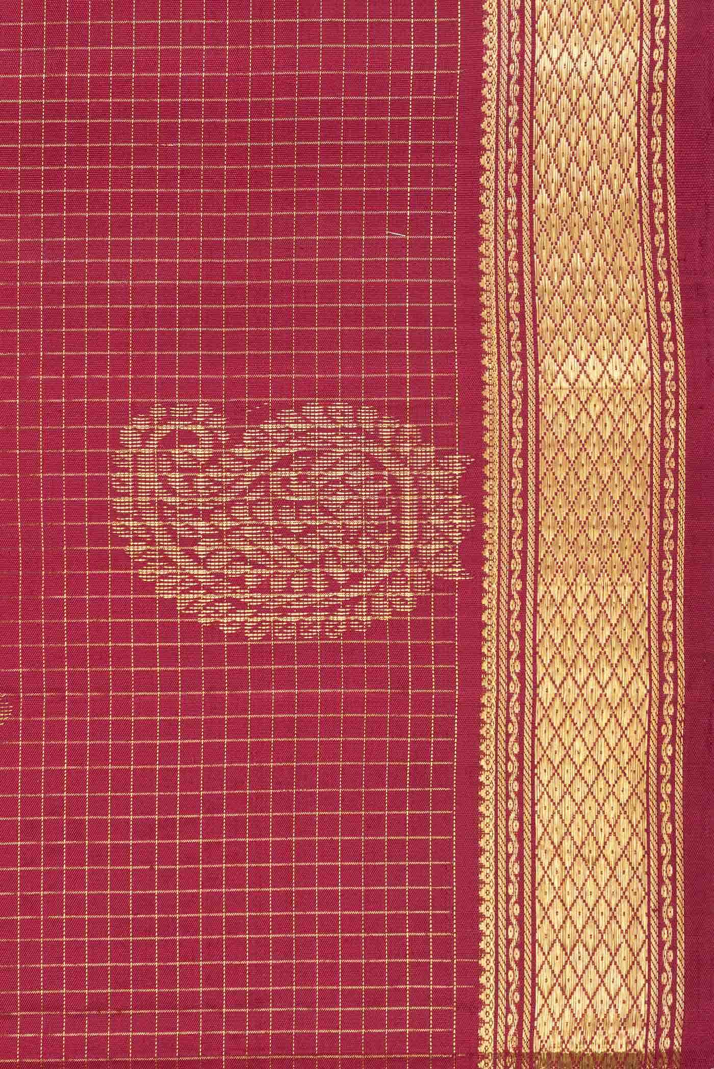Pure Silk Pure Zari Maroon Dual Tone Kanchipuram Saree