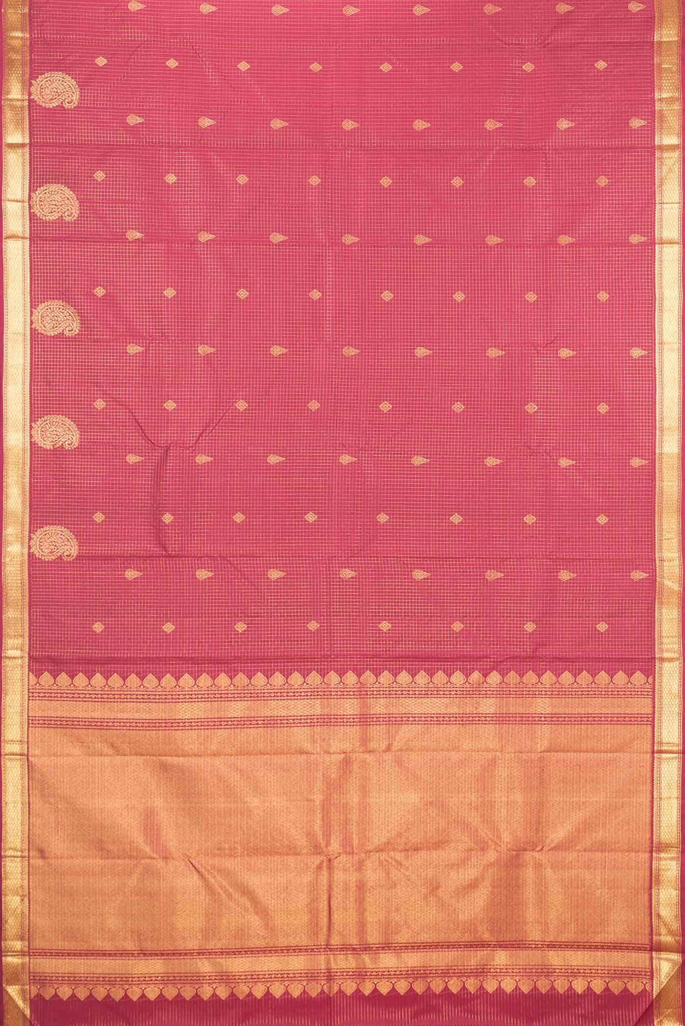 Pure Silk Pure Zari Maroon Dual Tone Kanchipuram Saree