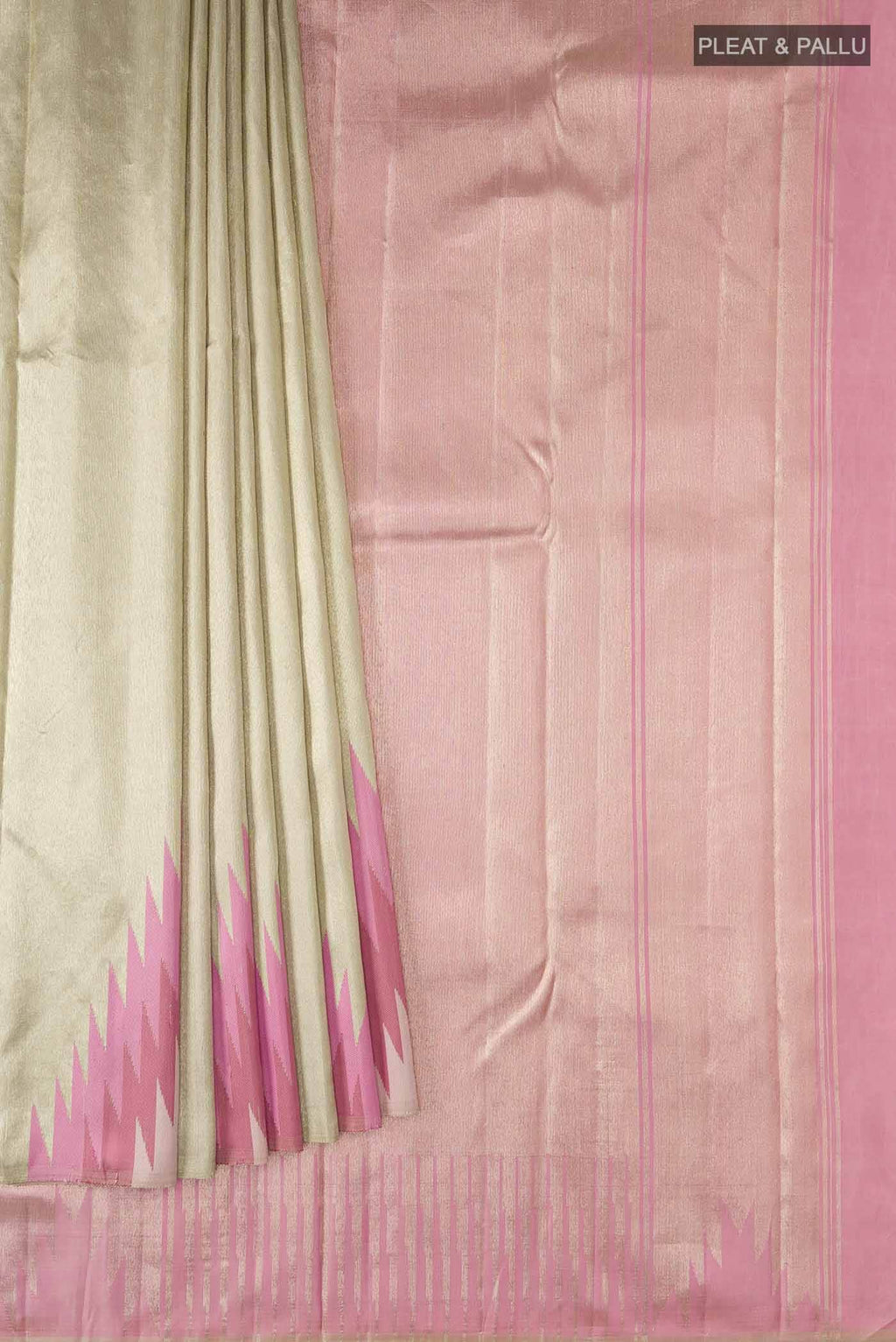 Beige with Gold Dual Tone Kanchipuram Tissue Silk Saree