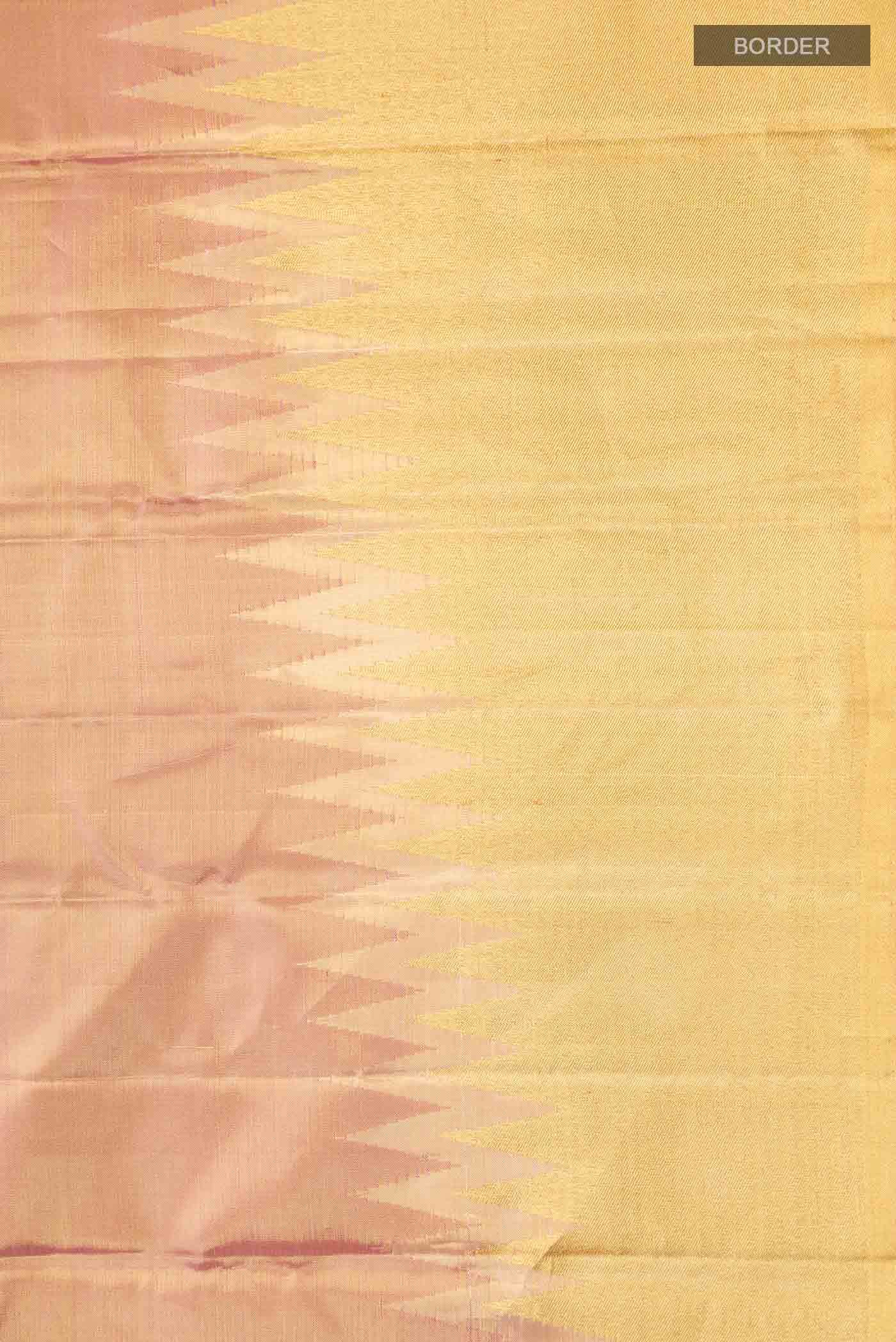 Gold with Rose Gold Dual Tone Kanchipuram Tissue Silk Saree
