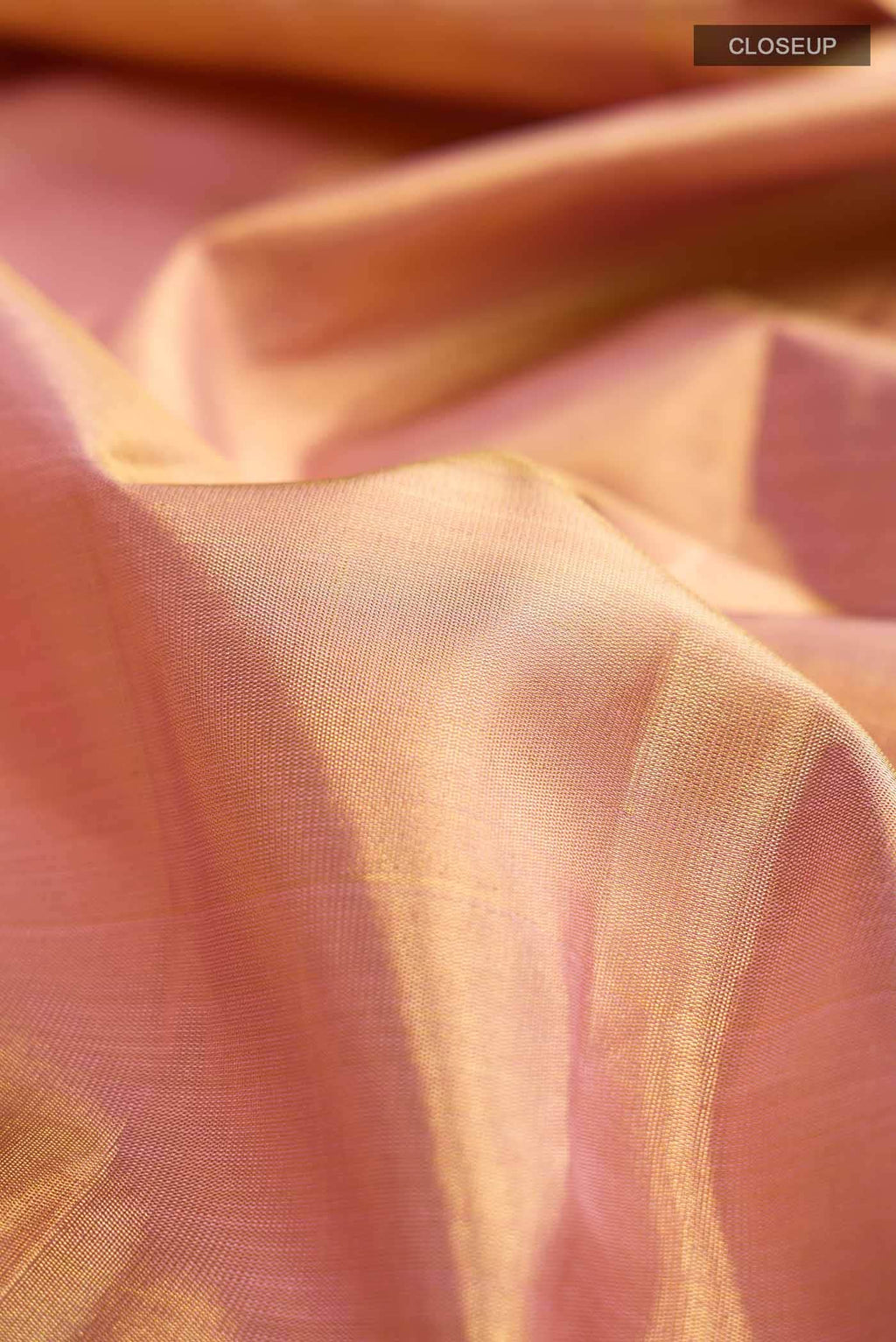 Gold with Rose Gold Dual Tone Kanchipuram Tissue Silk Saree