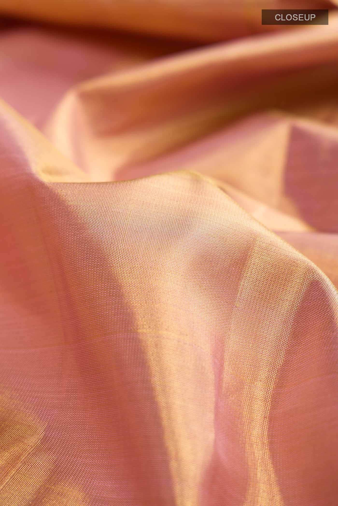 Gold with Rose Gold Dual Tone Kanchipuram Tissue Silk Saree