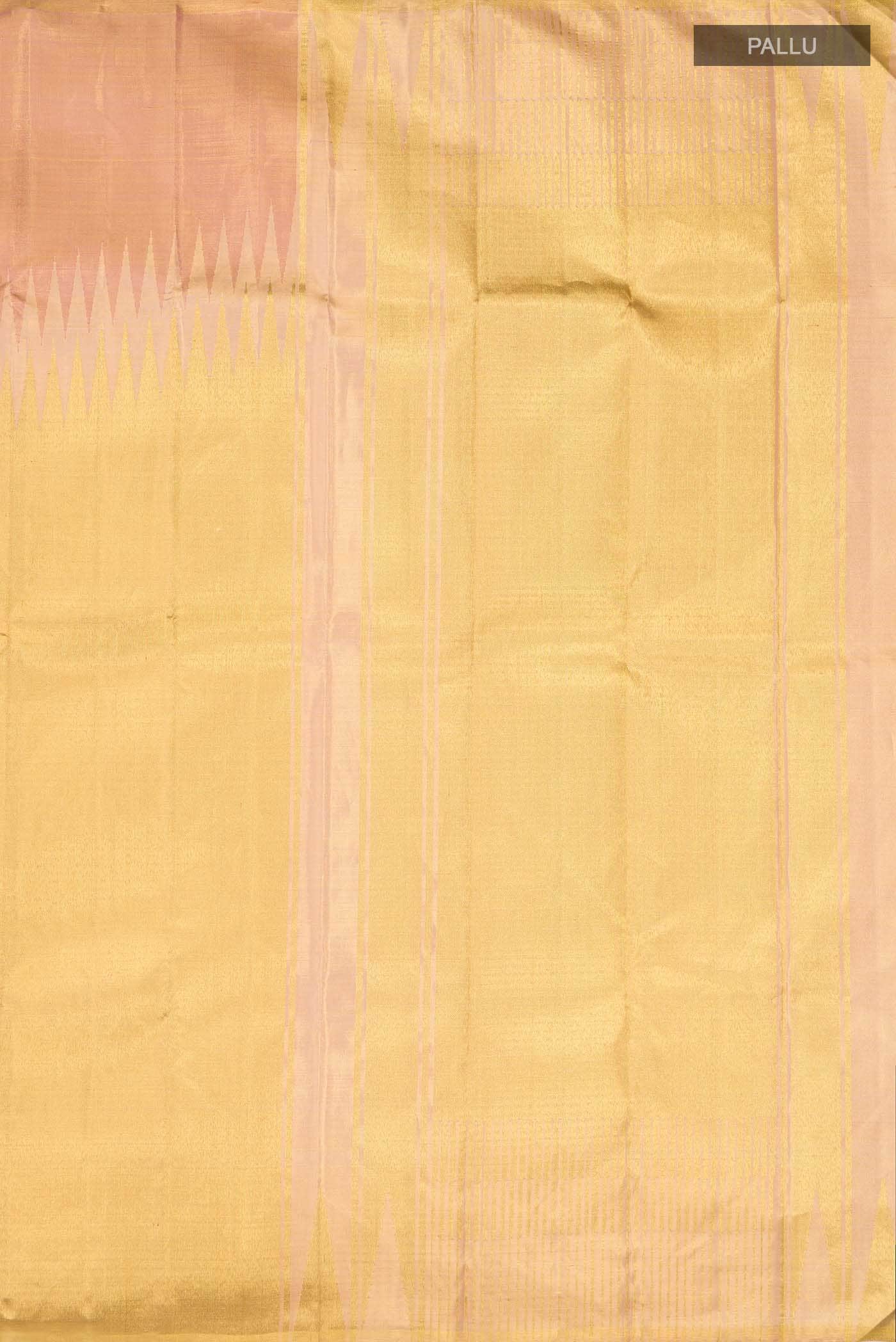 Gold with Rose Gold Dual Tone Kanchipuram Tissue Silk Saree