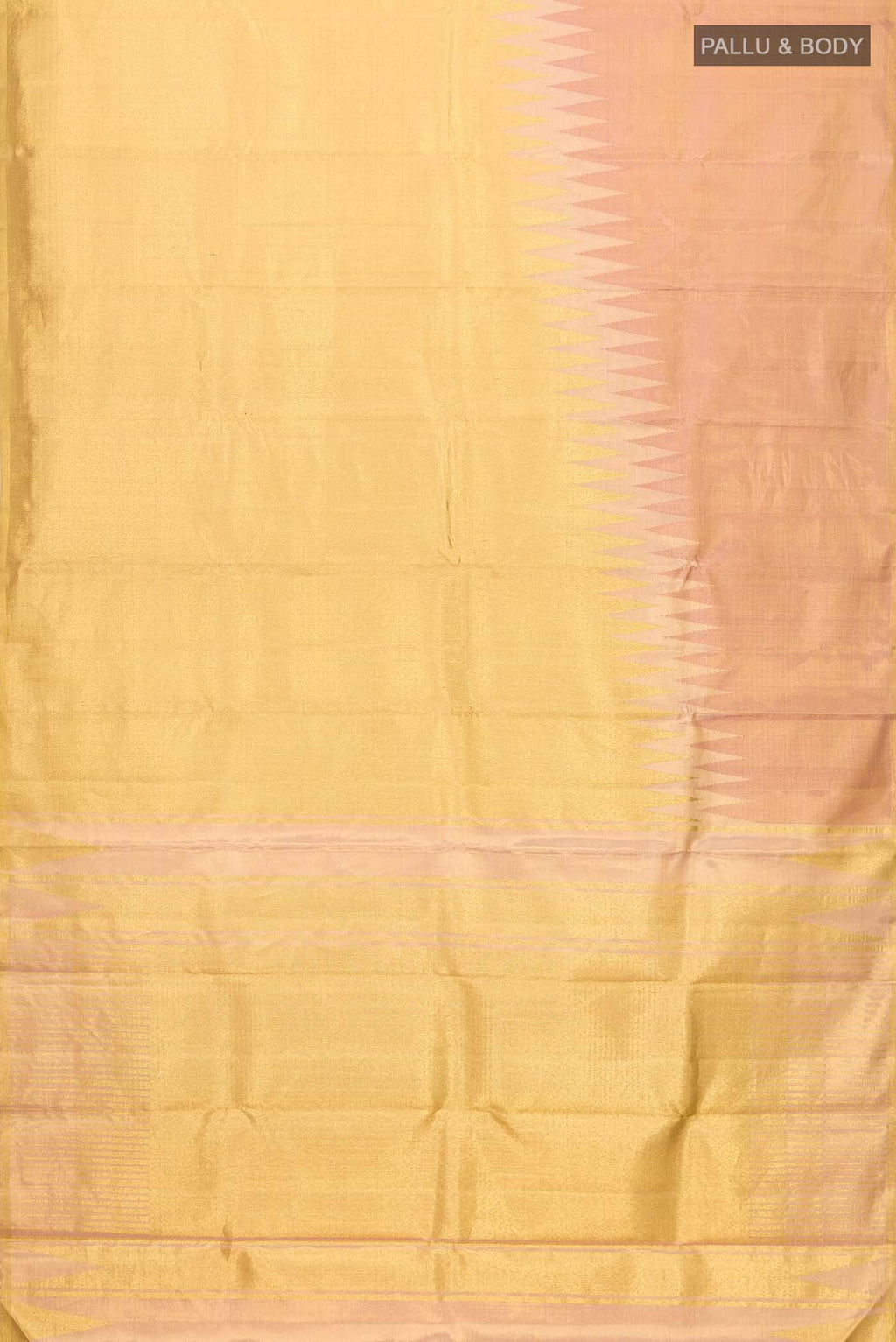 Gold with Rose Gold Dual Tone Kanchipuram Tissue Silk Saree