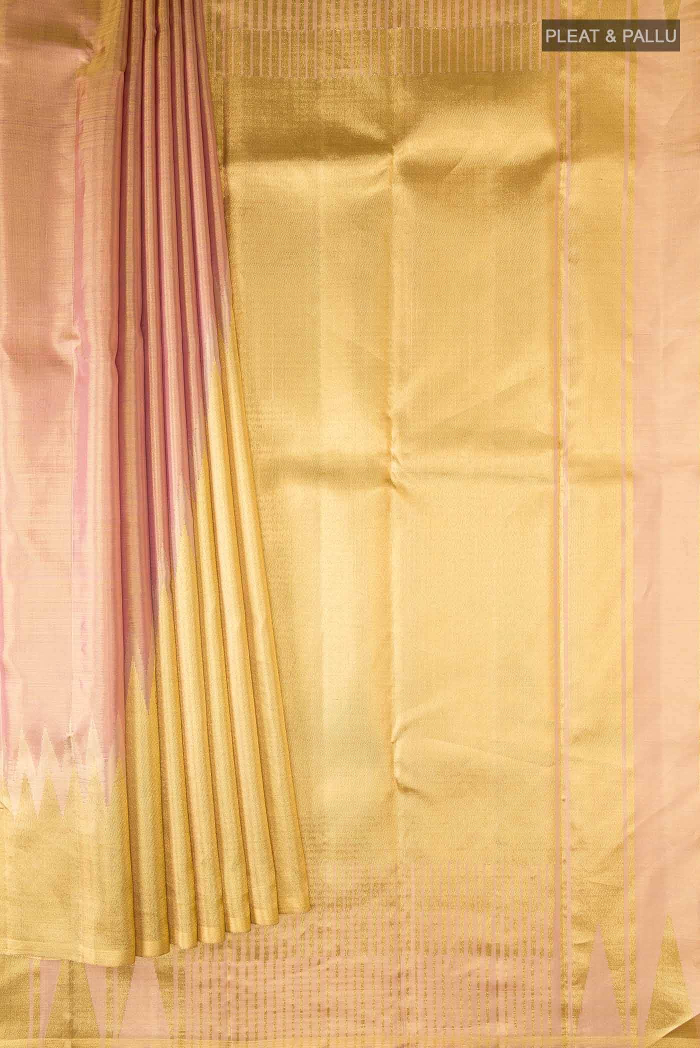 Gold with Rose Gold Dual Tone Kanchipuram Tissue Silk Saree