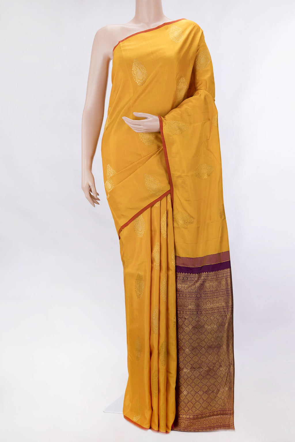 Pure Silk Pure Zari Mustard Dual Tone Kanchipuram Saree