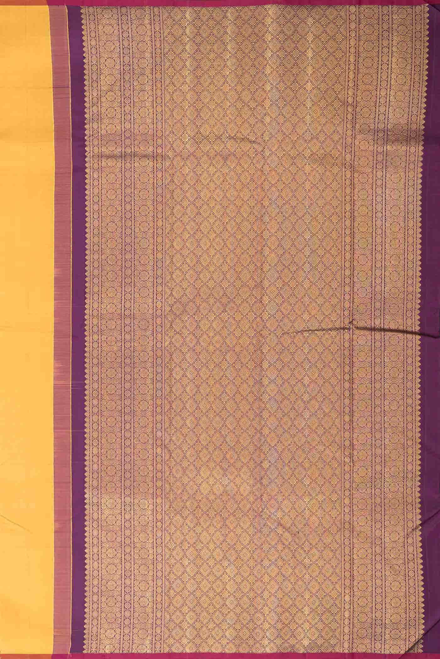 Pure Silk Pure Zari Mustard Dual Tone Kanchipuram Saree