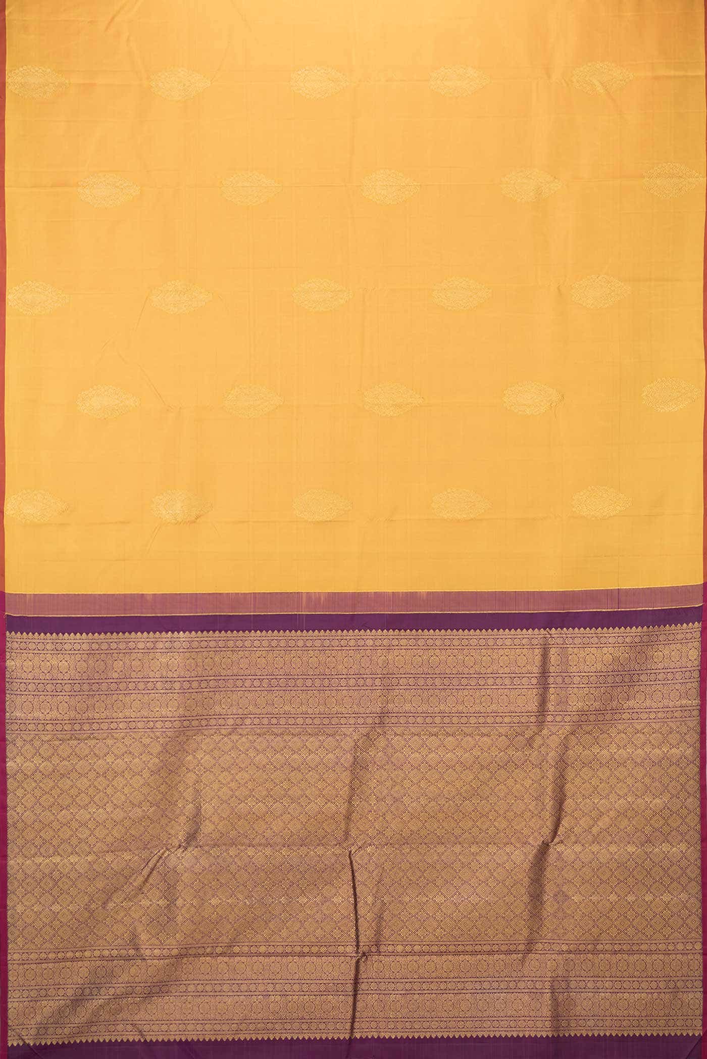 Pure Silk Pure Zari Mustard Dual Tone Kanchipuram Saree