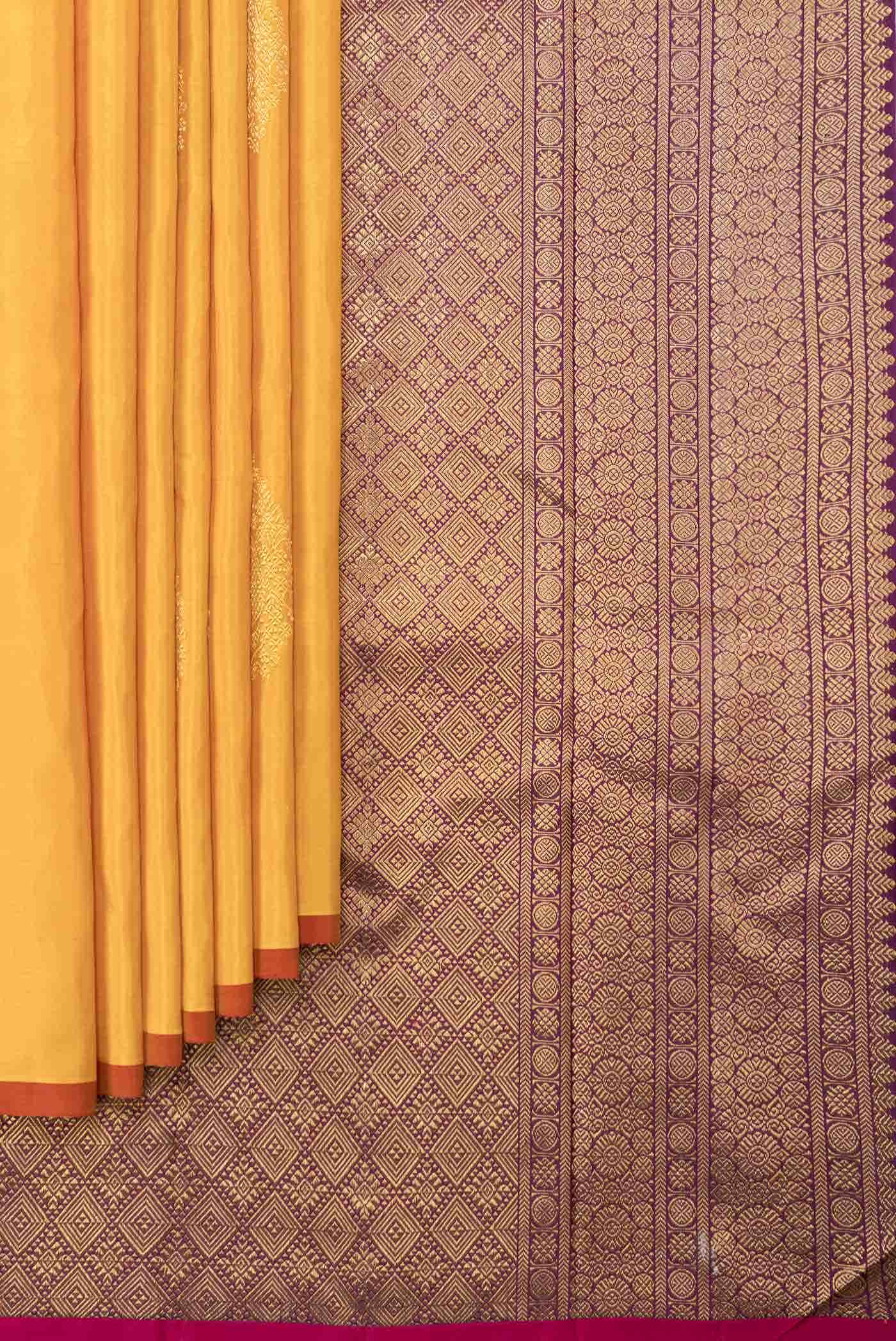 Pure Silk Pure Zari Mustard Dual Tone Kanchipuram Saree