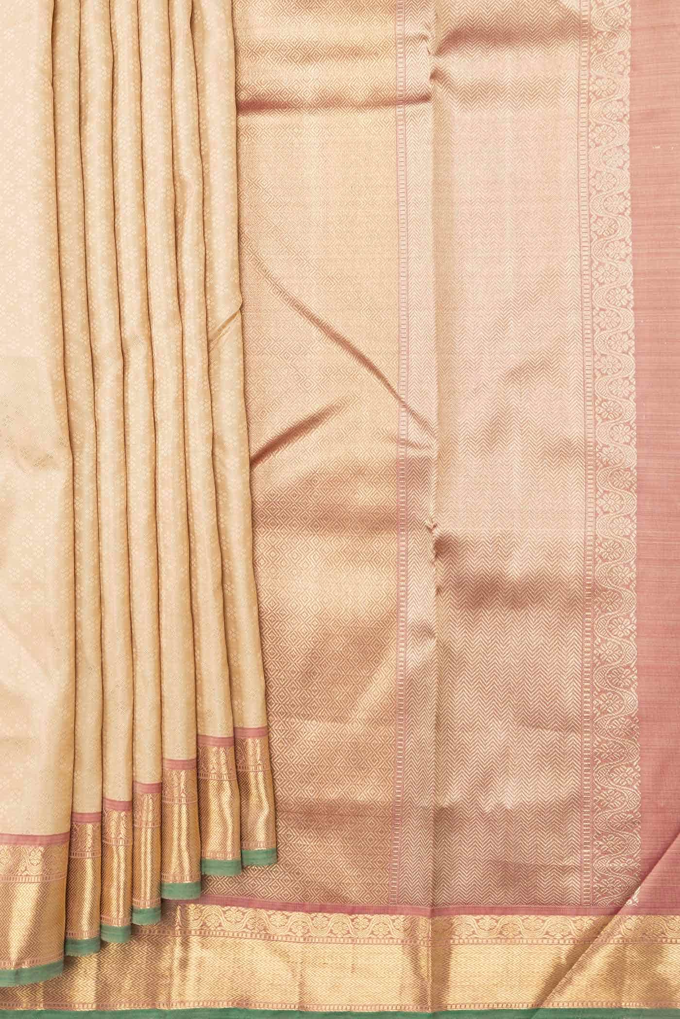 Pure Silk Pure Zari Beige Dual Tone Kanchipuram Saree