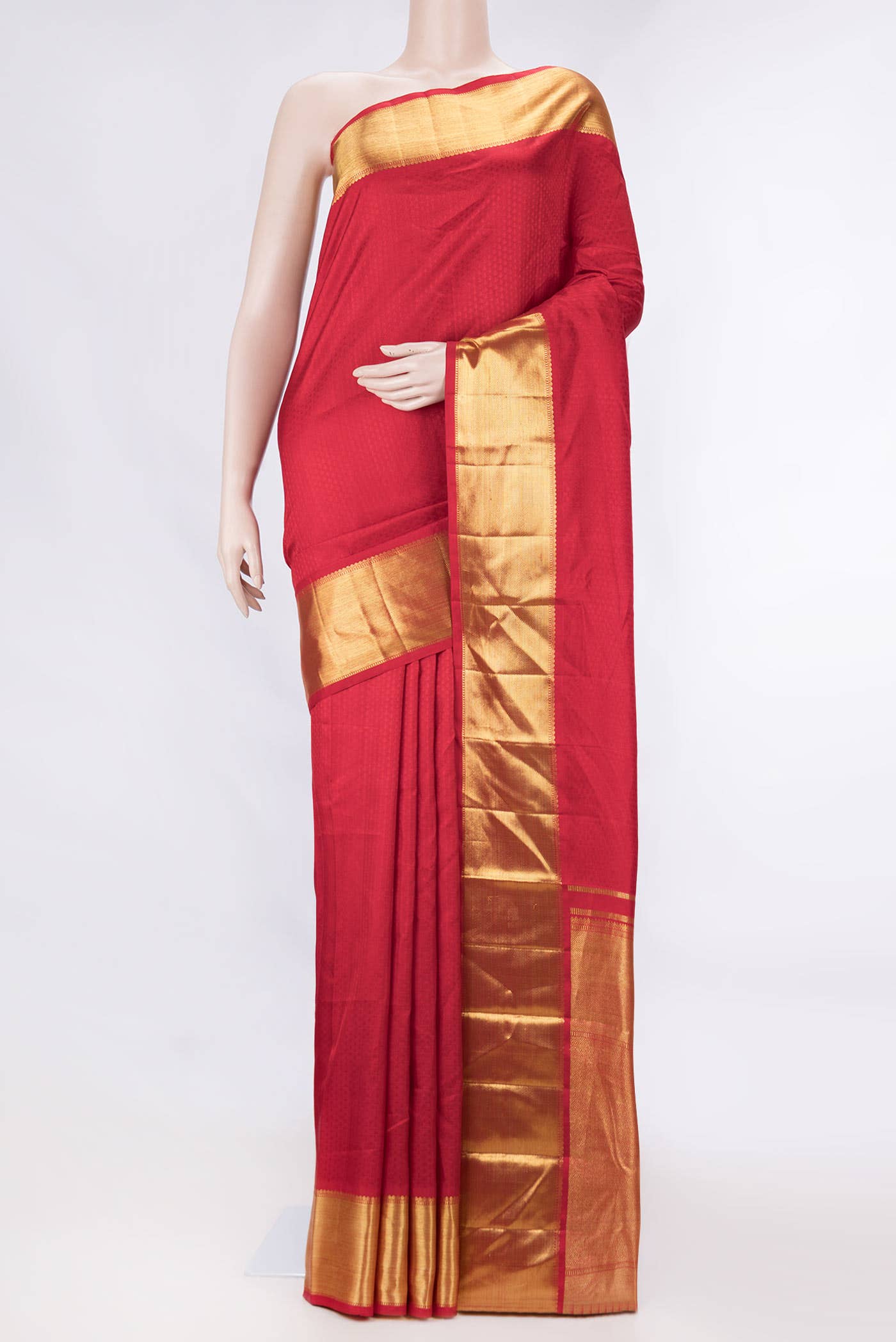 Pure Silk Pure Zari Red Dual Tone Kanchipuram Saree