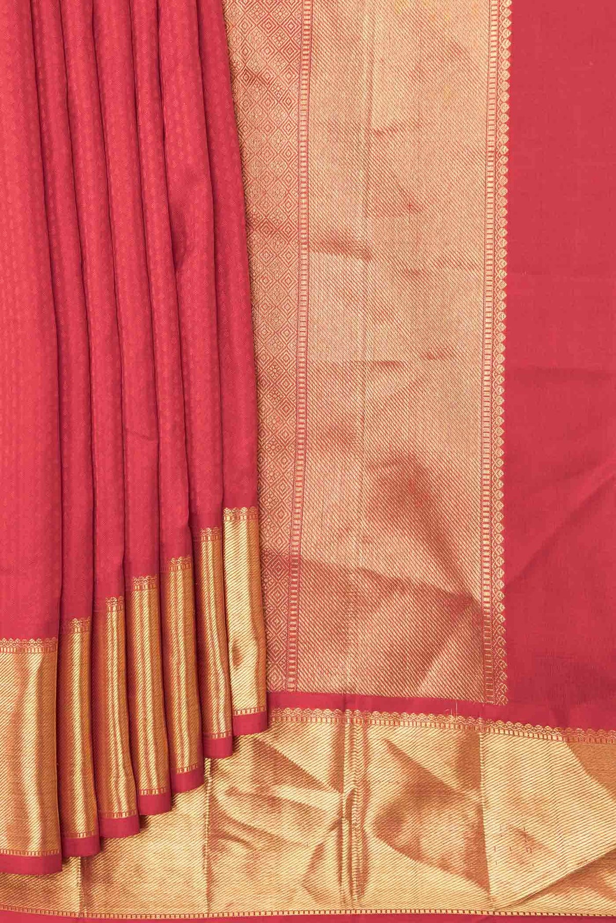 Pure Silk Pure Zari Red Dual Tone Kanjivaram Saree
