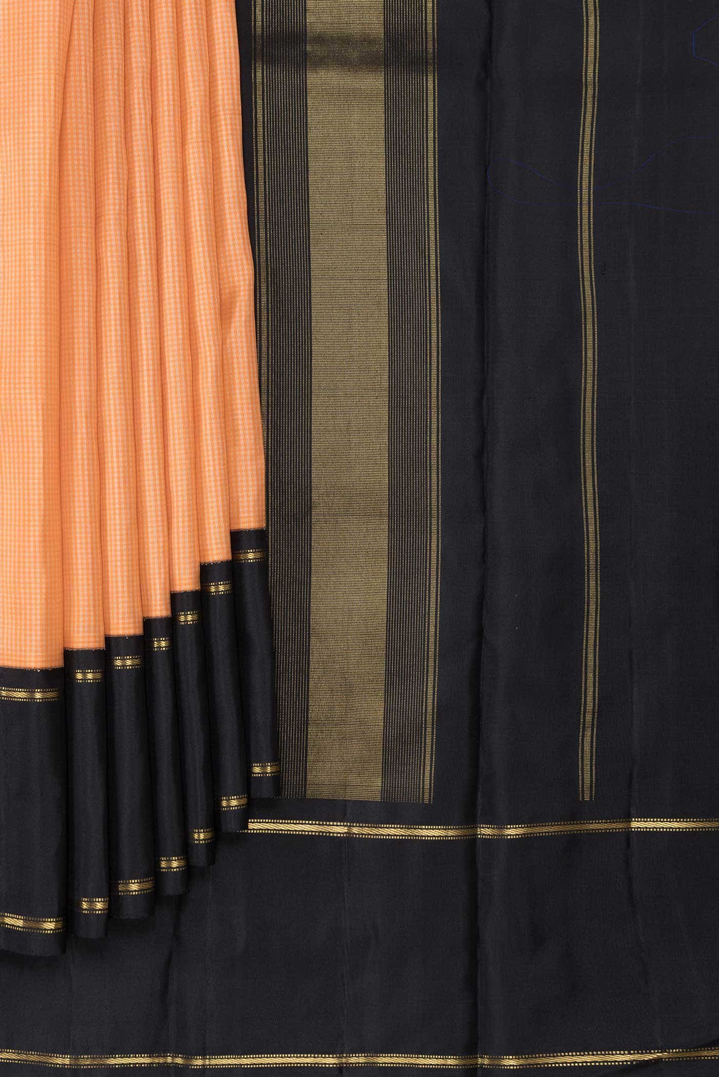 Pure Silk Pure Zari Orange Kanchipuram Saree