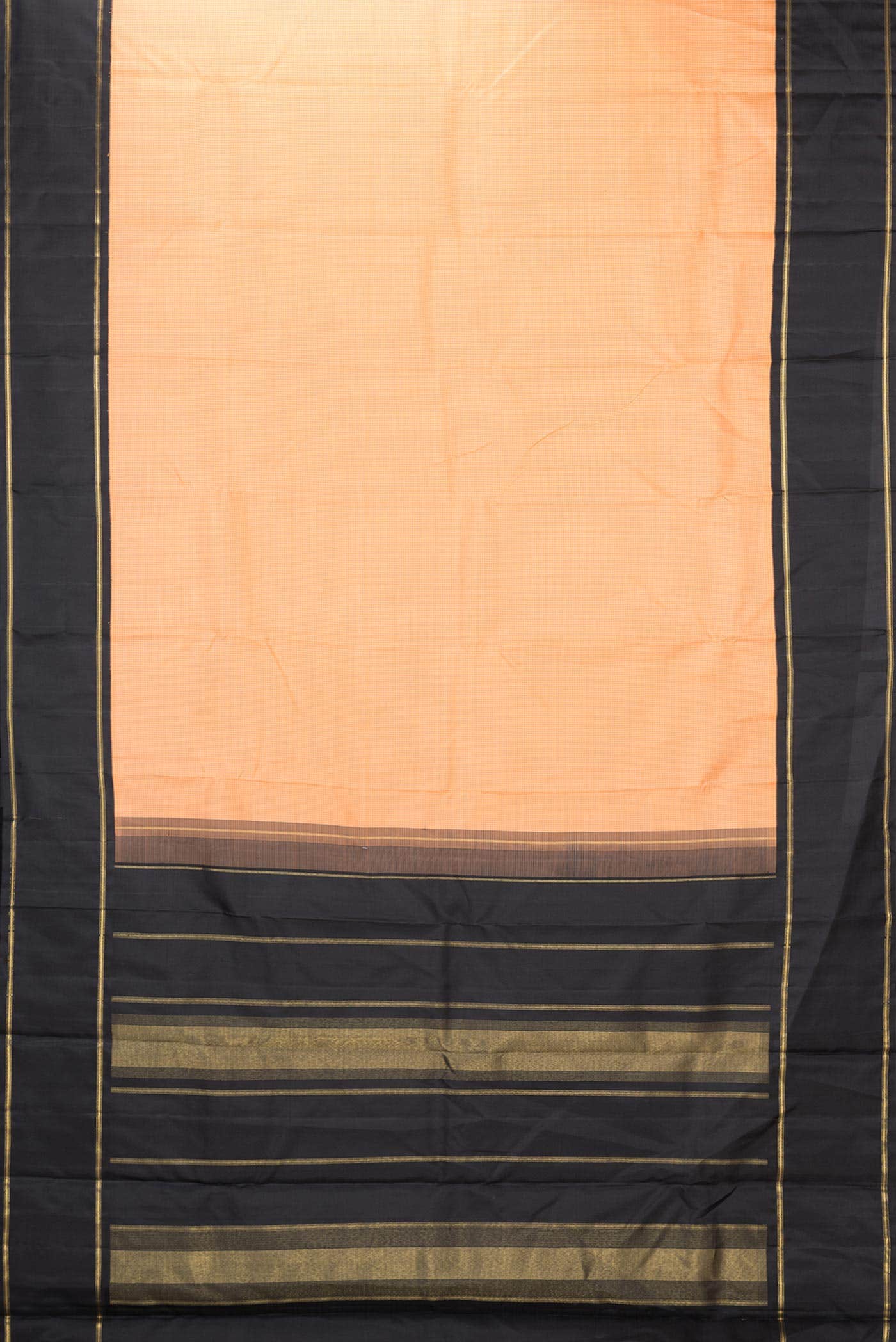 Pure Silk Pure Zari Peach Dual Tone Kanchipuram Saree