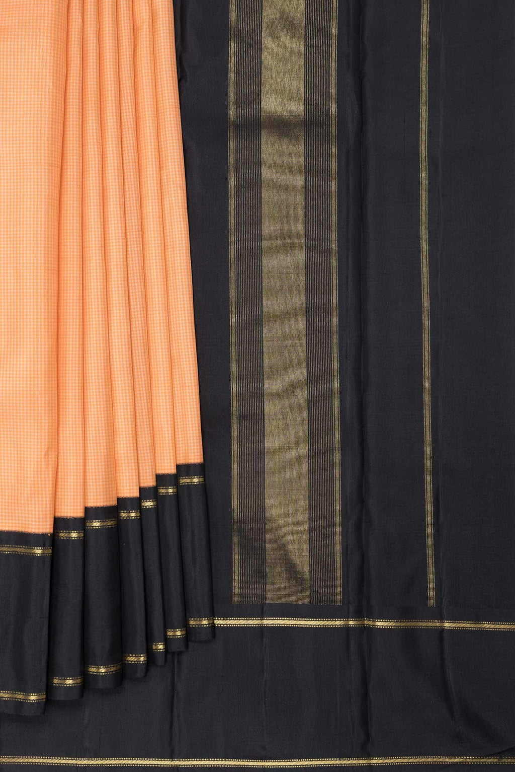 Pure Silk Pure Zari Peach Dual Tone Kanchipuram Saree