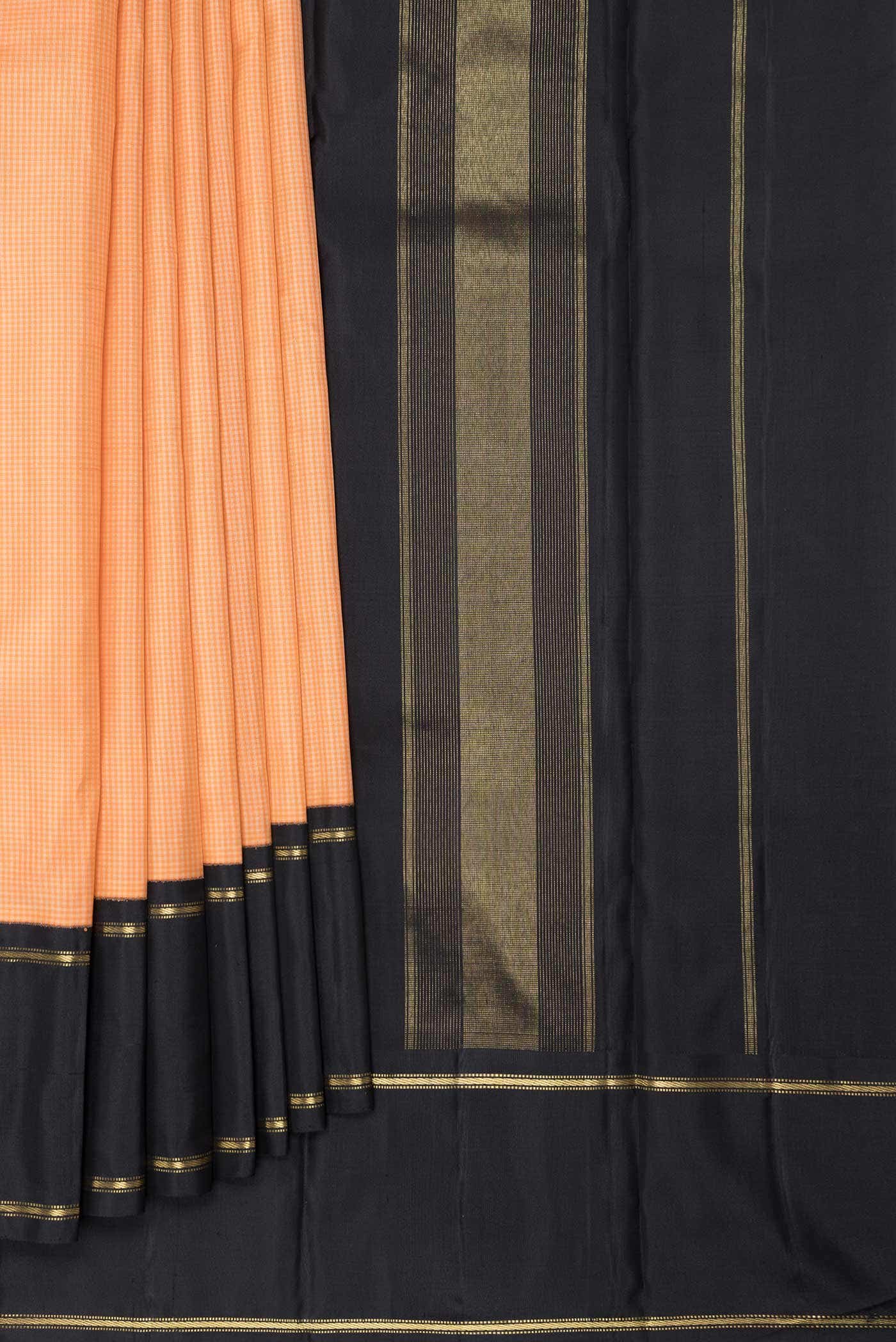 Pure Silk Pure Zari Peach Dual Tone Kanchipuram Saree