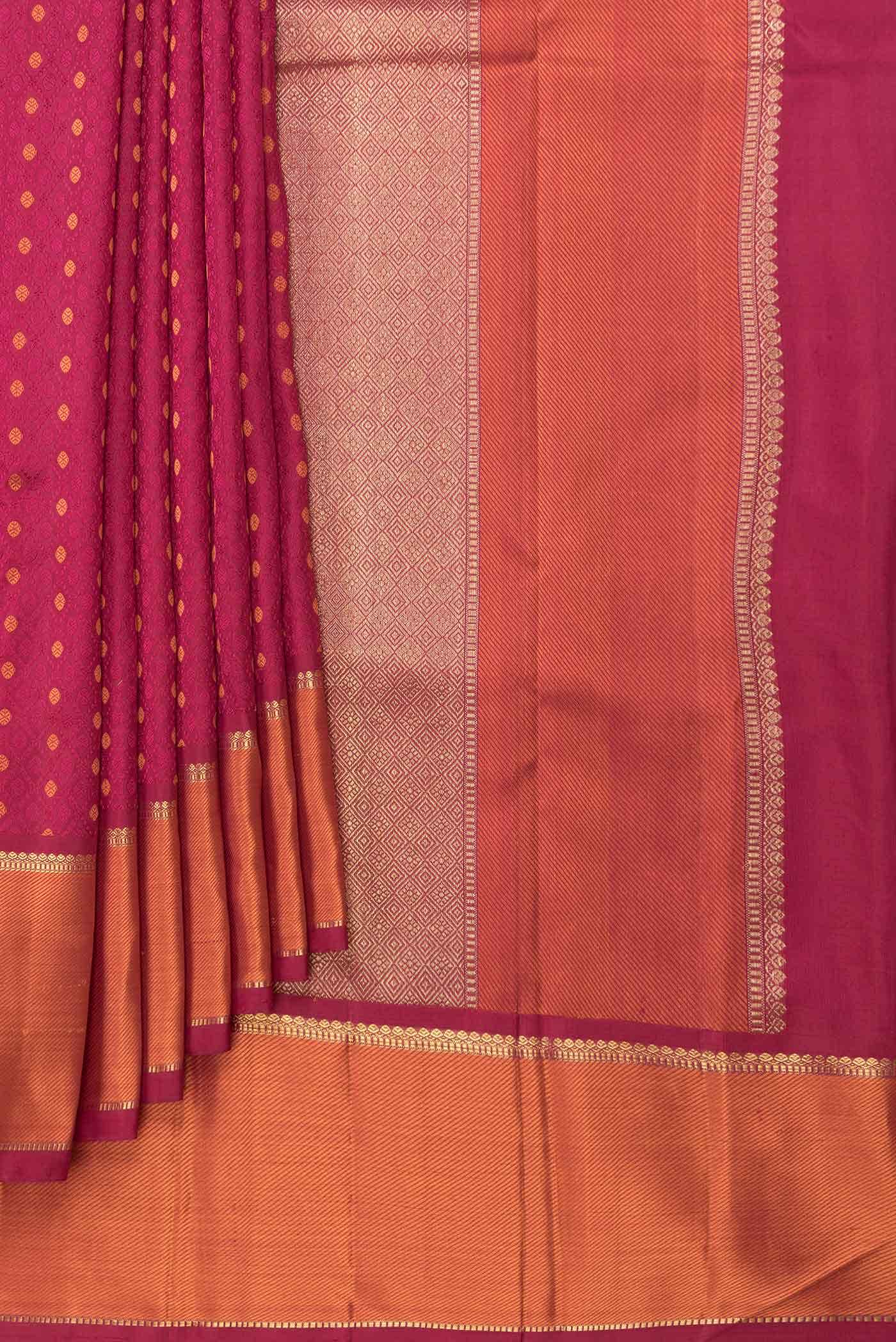 Pure Silk Pure Zari Dark Pink Dual Tone Kanchipuram Saree