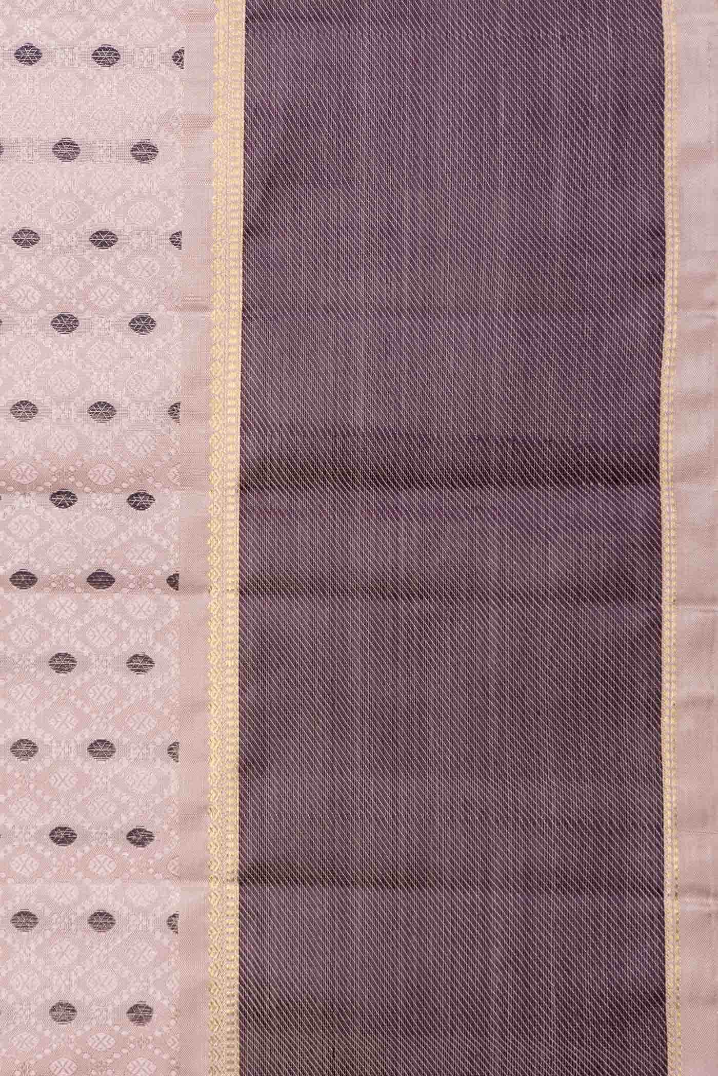 Pure Silk Pure Zari Rose Gold Dual Tone Kanchipuram Saree