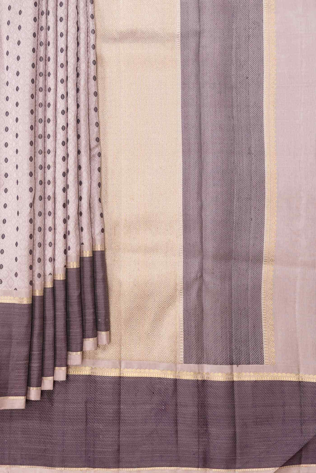 Pure Silk Pure Zari Rose Gold Dual Tone Kanchipuram Saree