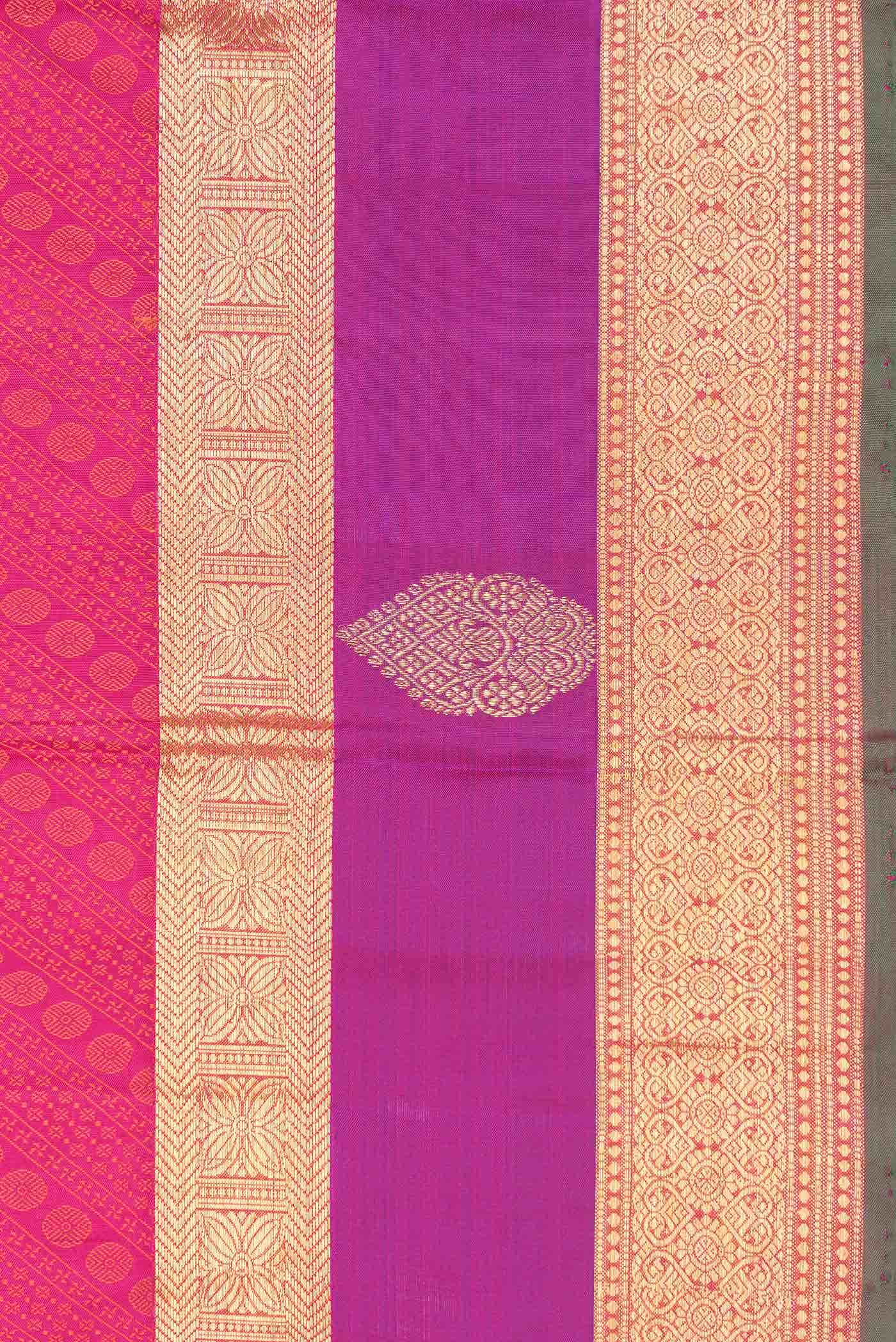 Pure Silk Pure Zari Pink Dual Tone Kanchipuram Saree