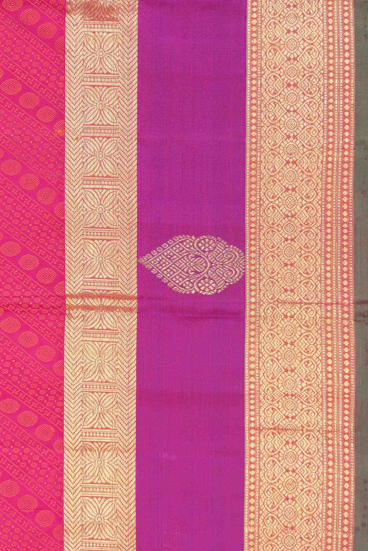 Pure Silk Pure Zari Pink Dual Tone Kanchipuram Saree