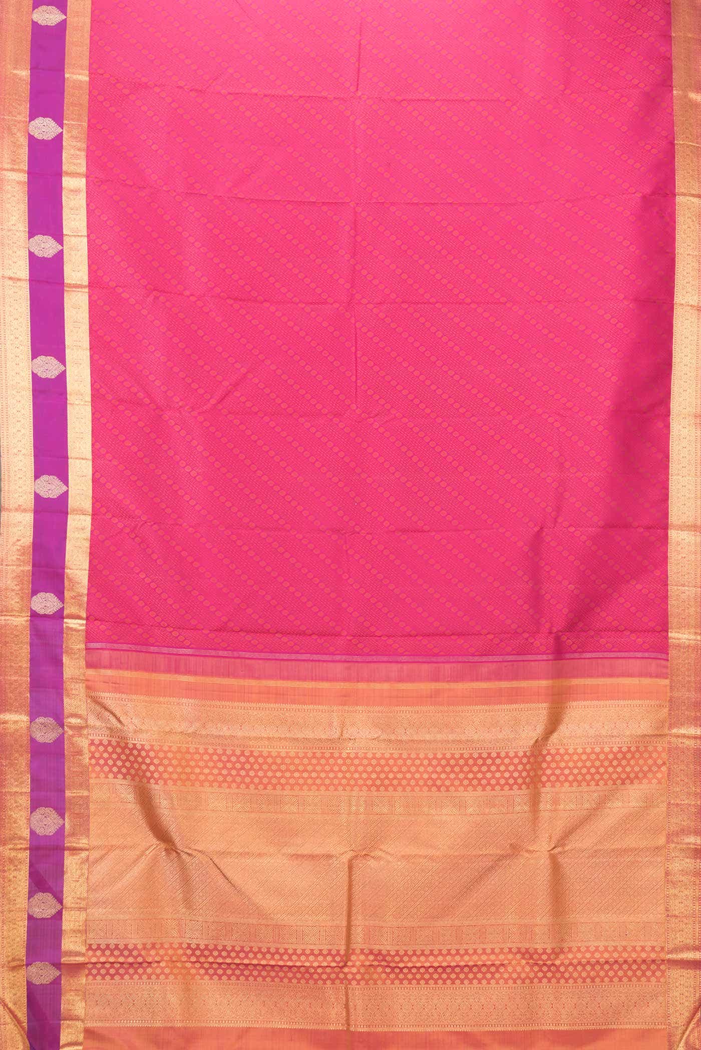 Pure Silk Pure Zari Pink Dual Tone Kanchipuram Saree