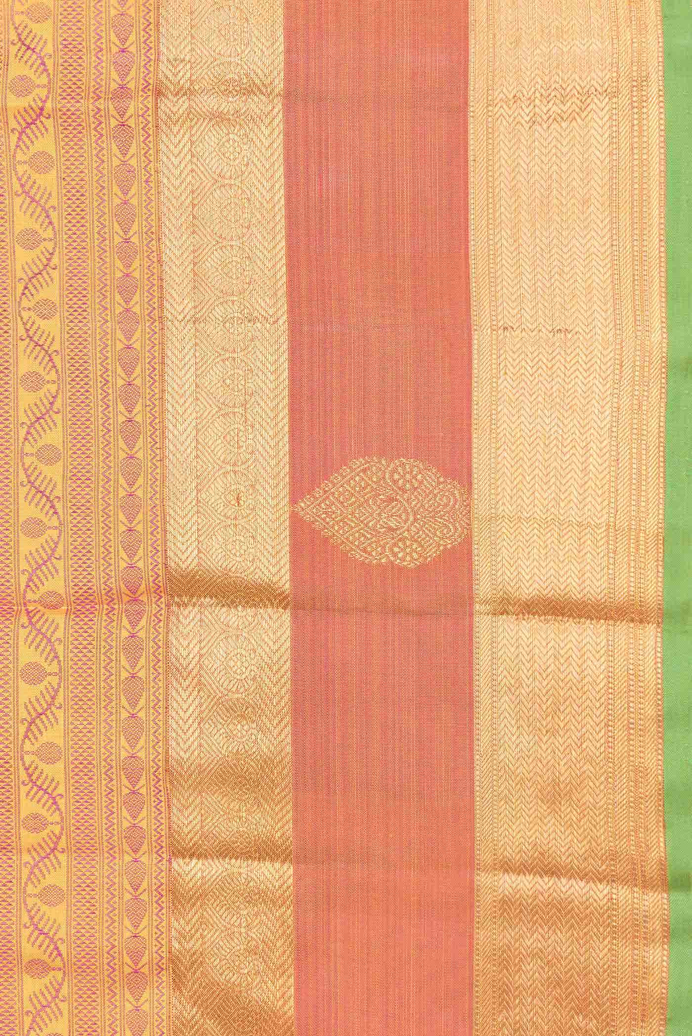 Pure Silk Pure Zari Mustard Dual Tone Kanchipuram Saree