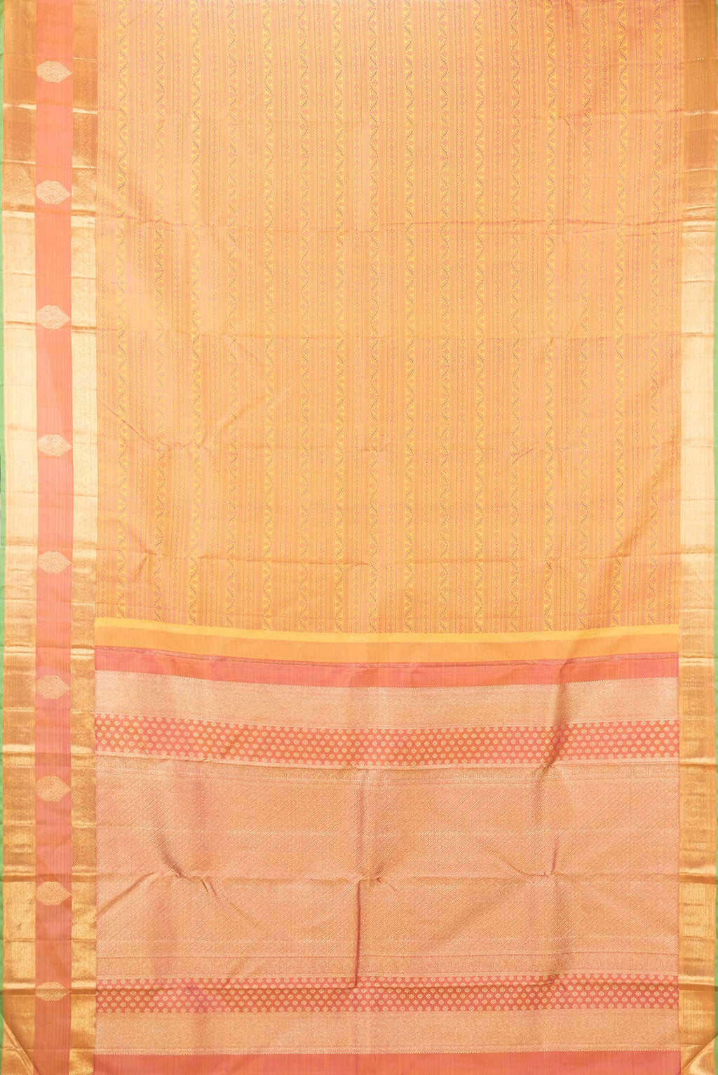 Pure Silk Pure Zari Mustard Dual Tone Kanchipuram Saree