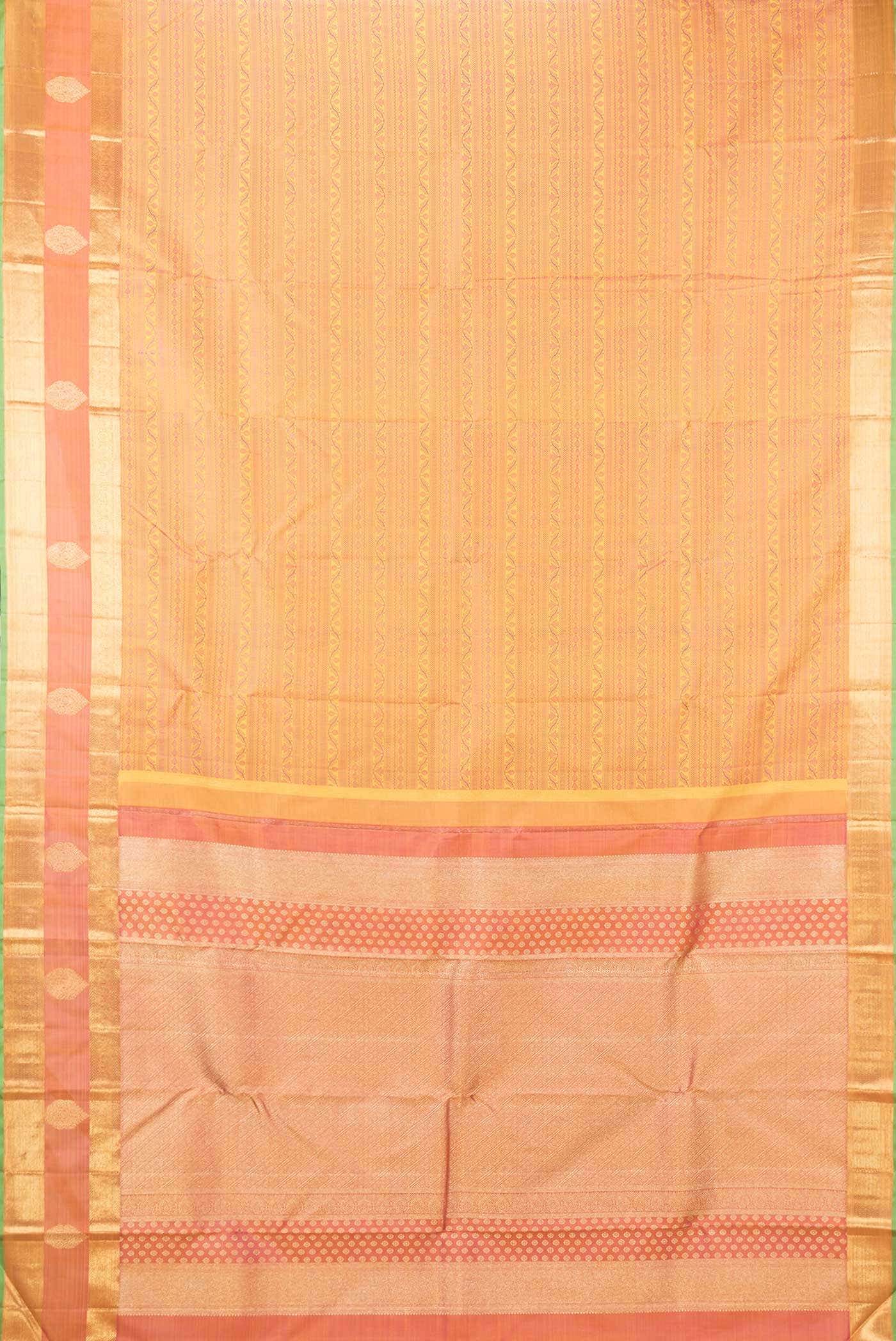 Pure Silk Pure Zari Mustard Dual Tone Kanchipuram Saree