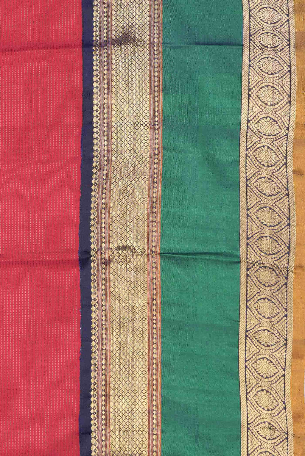 Pure Silk Pure Zari Brick Orange Dual Tone Kanchipuram Saree