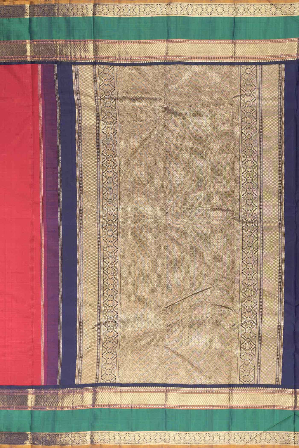 Pure Silk Pure Zari Brick Orange Dual Tone Kanchipuram Saree