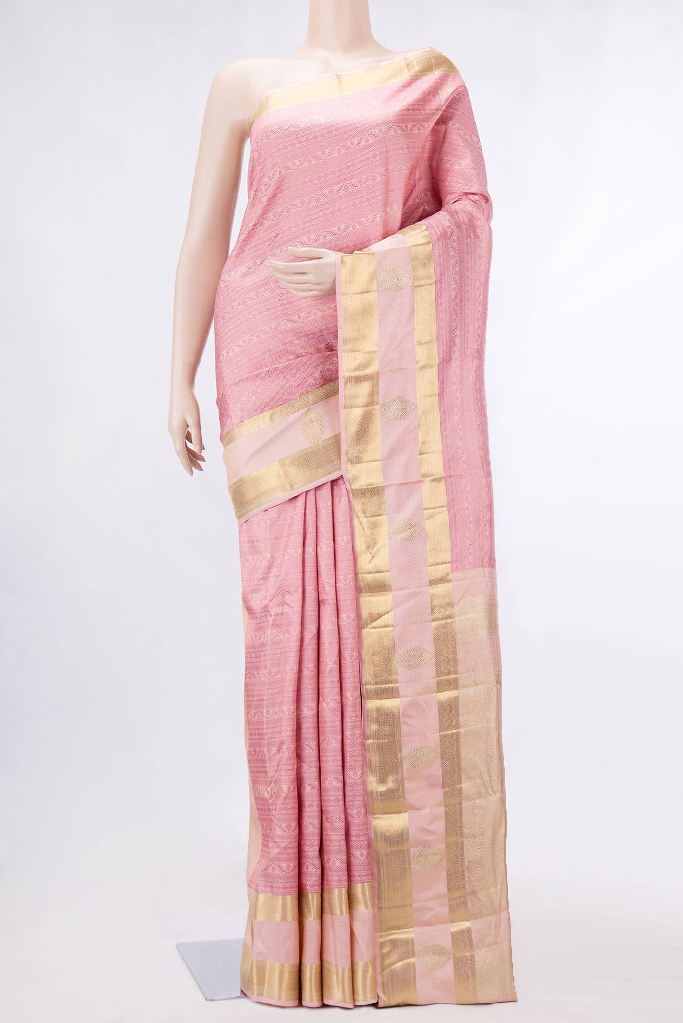 Pure Silk Pure Zari Pink Dual Tone Kanchipuram Saree