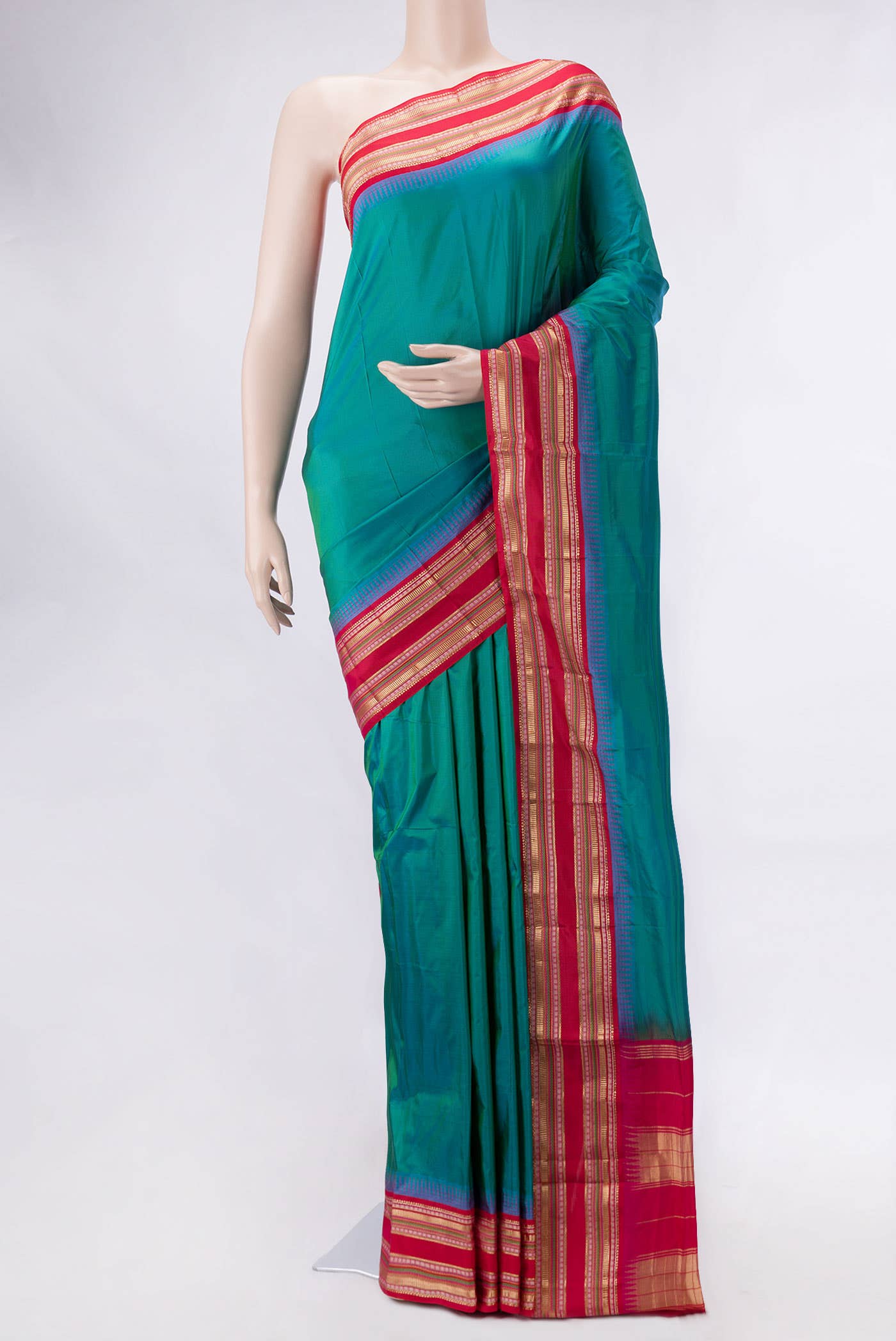 Aqua Green Dual Tone Kanchipuram Silk Saree