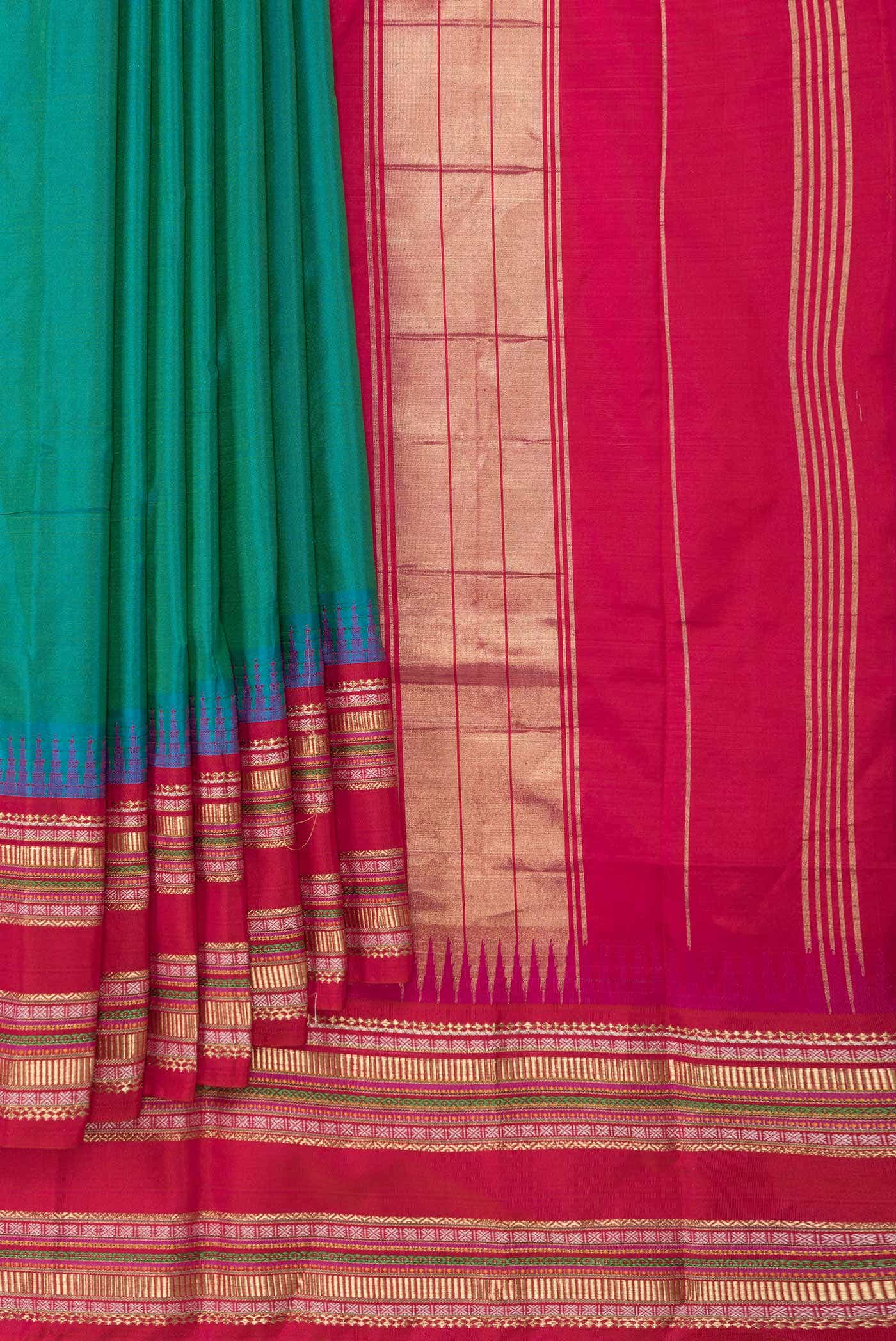 Aqua Green Dual Tone Kanchipuram Silk Saree