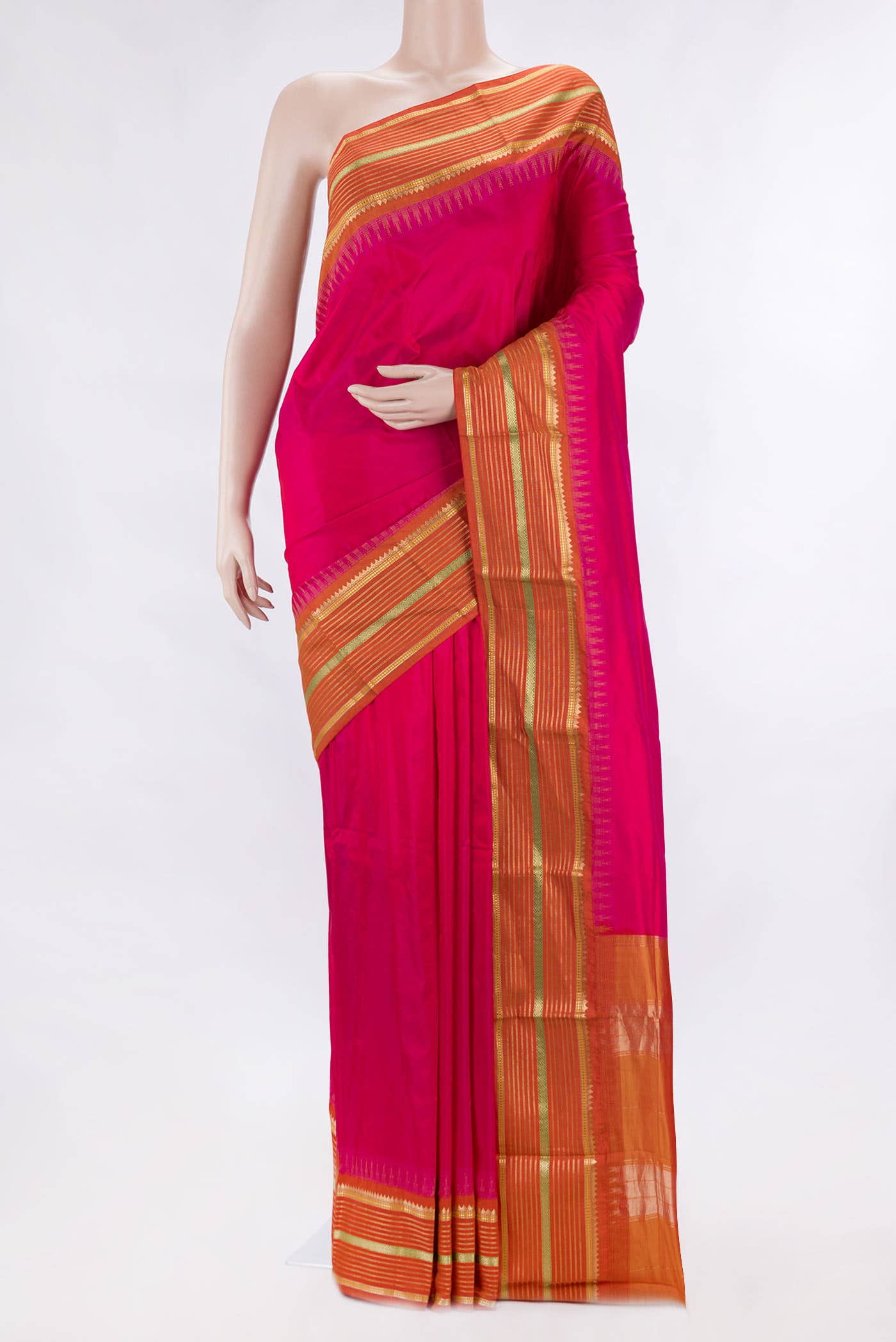 Pink Dual Tone Kanchipuram Silk Saree