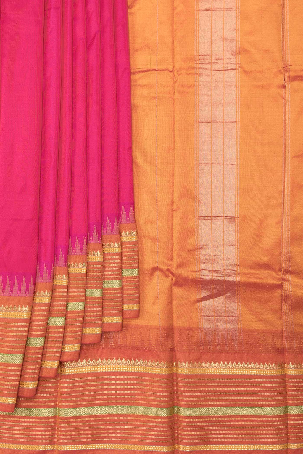 Pink Dual Tone Kanchipuram Silk Saree