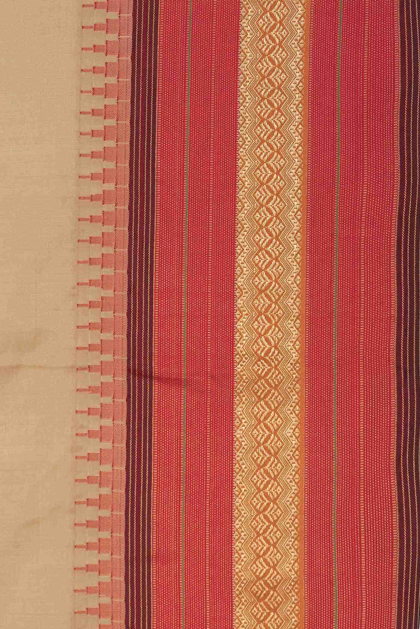 Dark Beige Dual Tone Kanchipuram Silk Saree