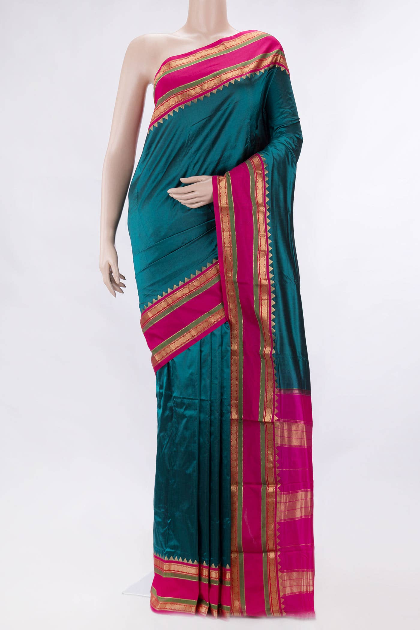 Davys Grey Dual Tone Kanchipuram Silk Saree