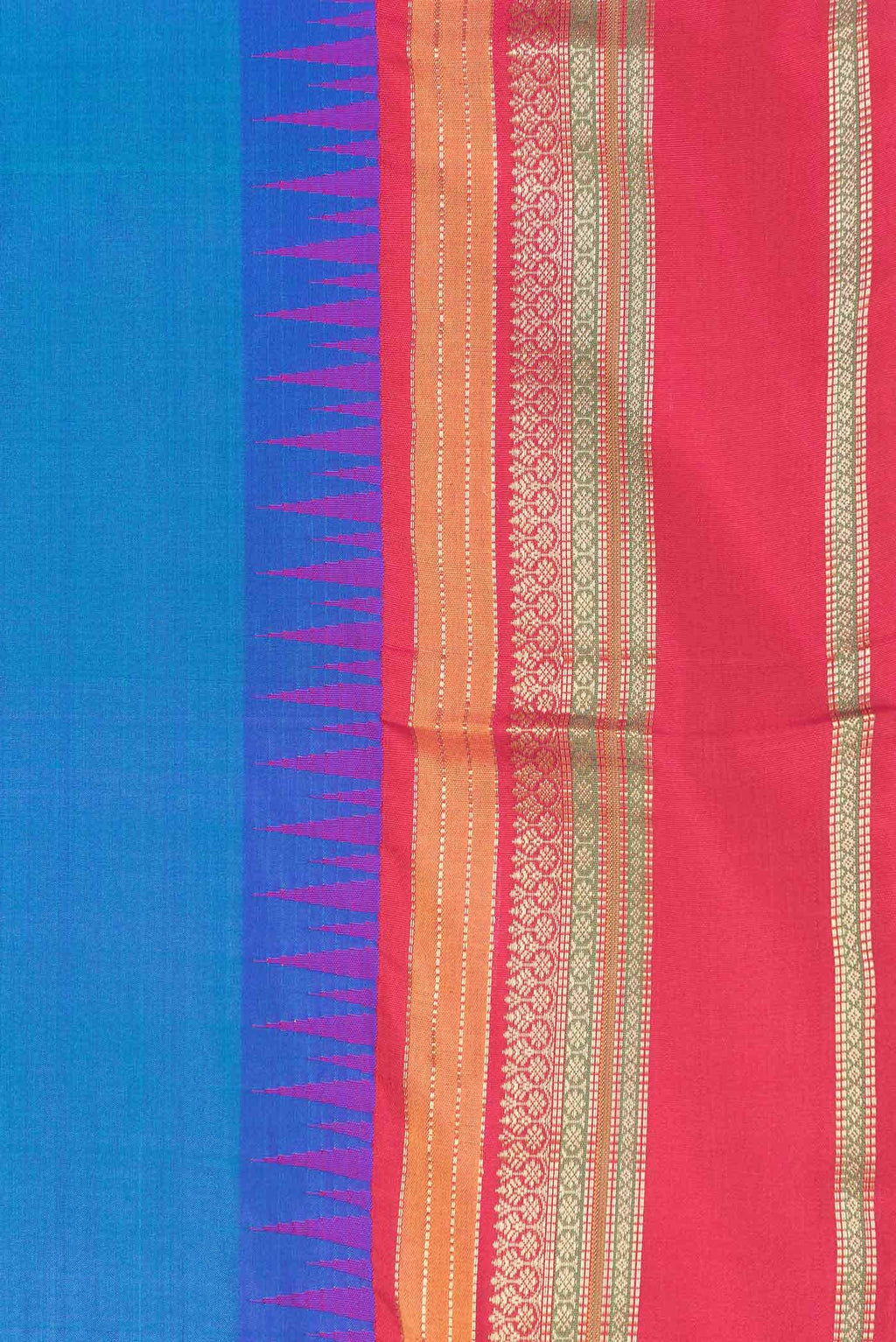 Peacock Blue Dual Tone Kanchipuram Silk Saree