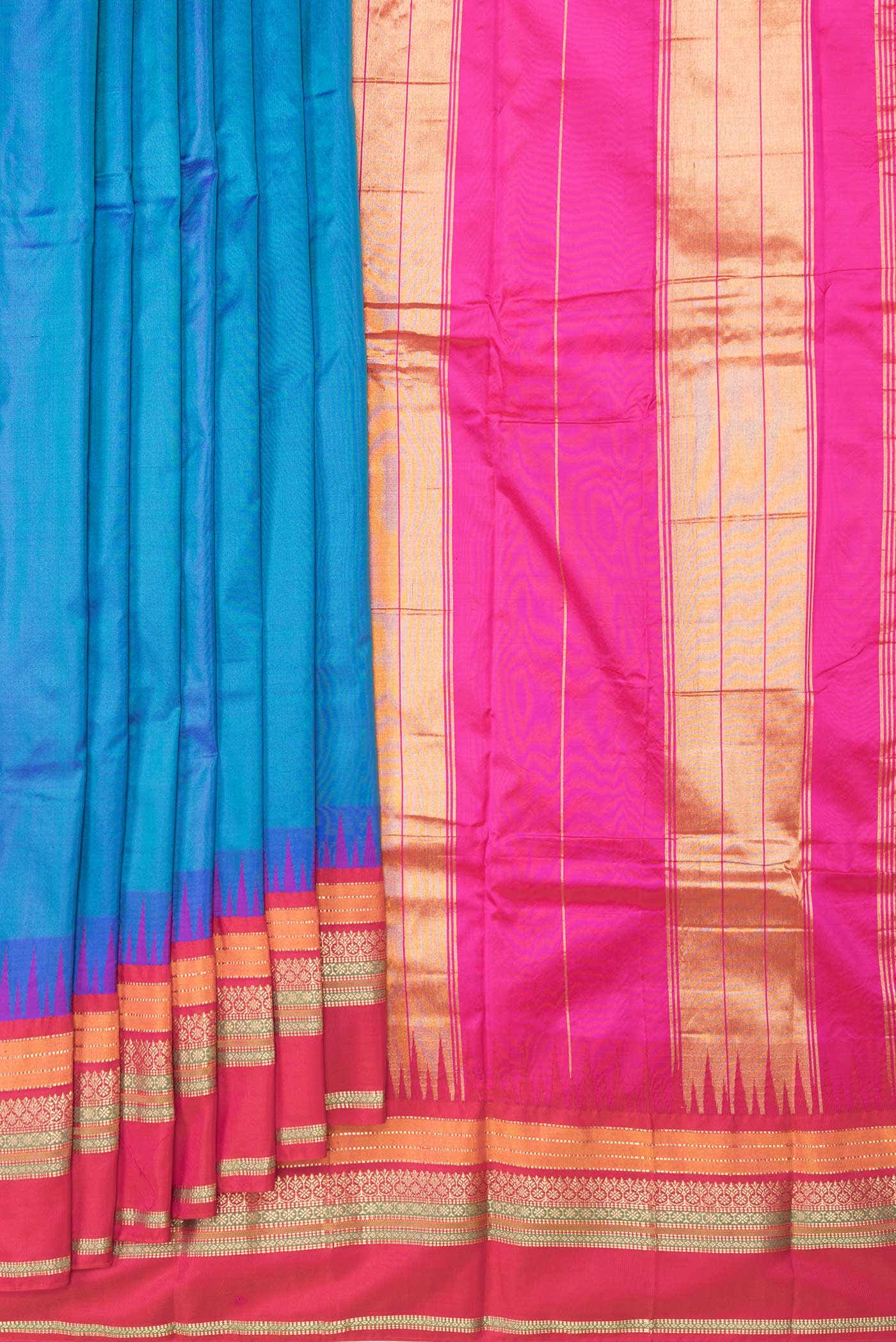 Peacock Blue Dual Tone Kanchipuram Silk Saree