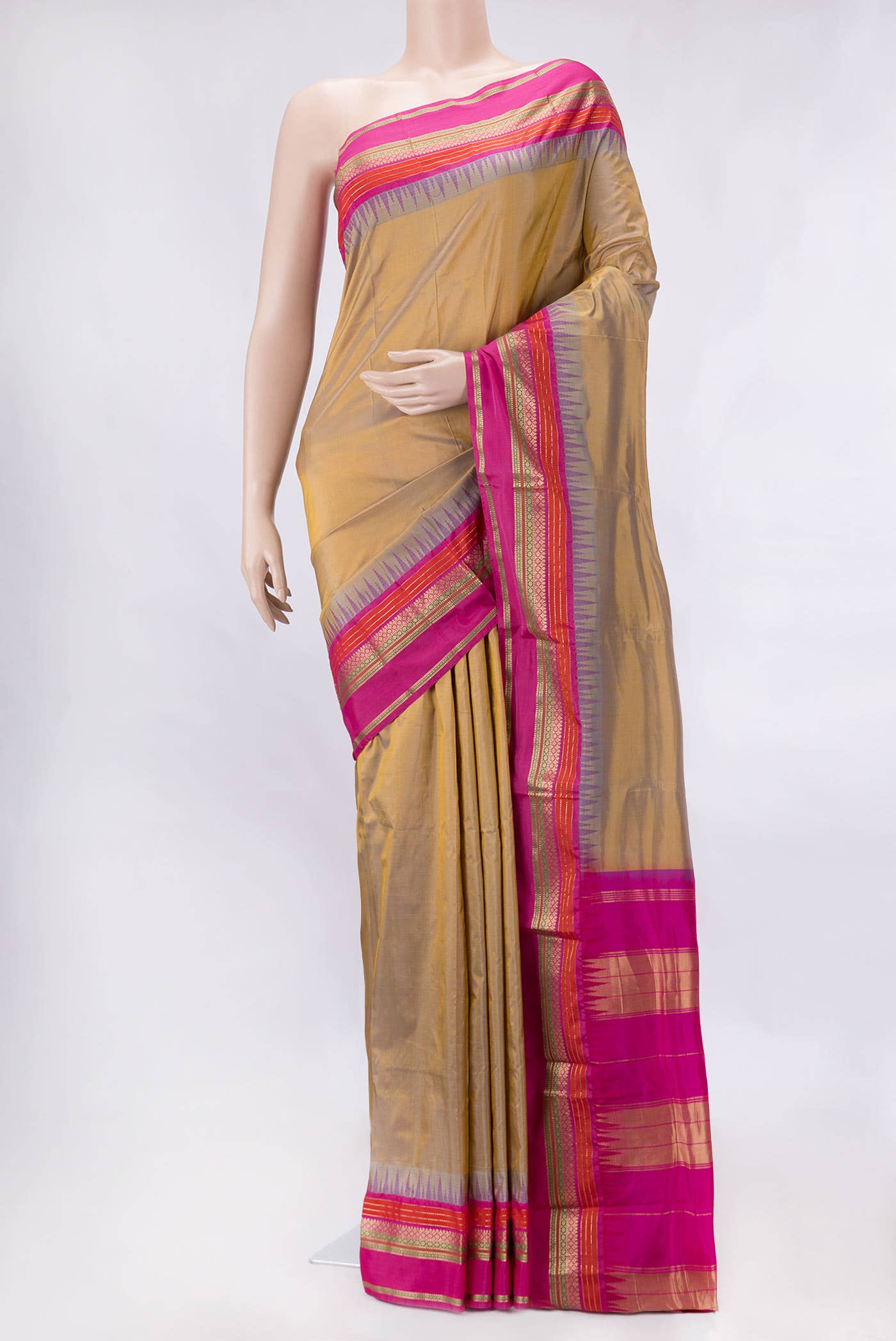 Gold Dual Tone Kanchipuram Silk Saree